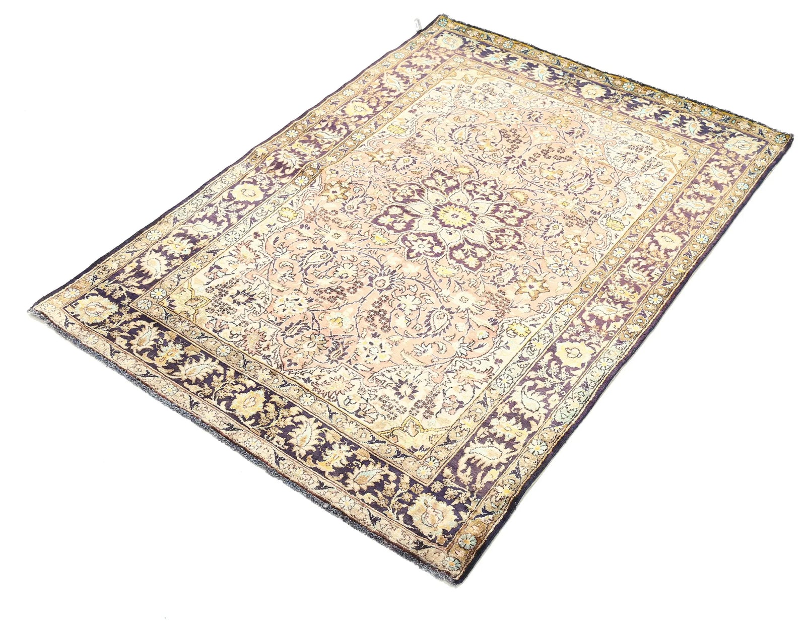 Hand Knotted Masterpiece Persian Qum Silk Rug - 3'4'' x 4'10'' - Arteverk Rugs Area rug