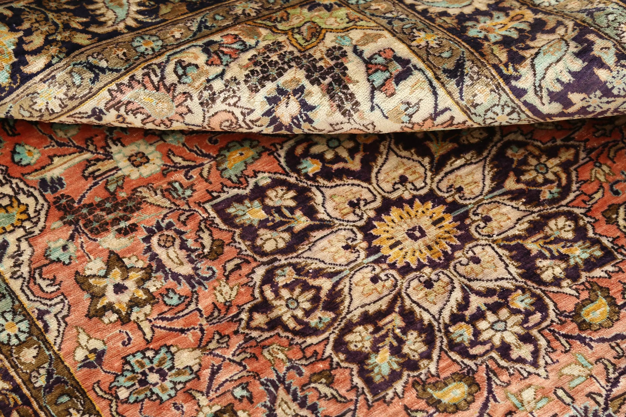 Hand Knotted Masterpiece Persian Qum Silk Rug - 3'4'' x 4'10'' - Arteverk Rugs Area rug