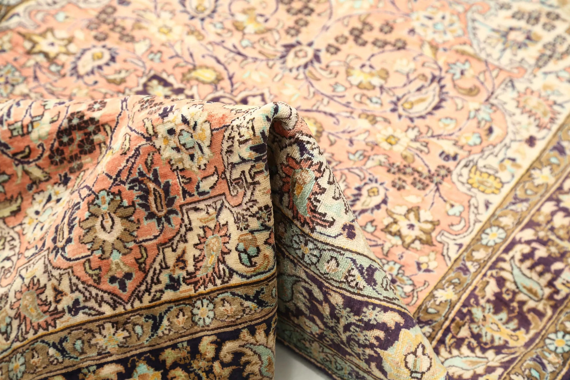 Hand Knotted Masterpiece Persian Qum Silk Rug - 3'4'' x 4'10'' - Arteverk Rugs Area rug