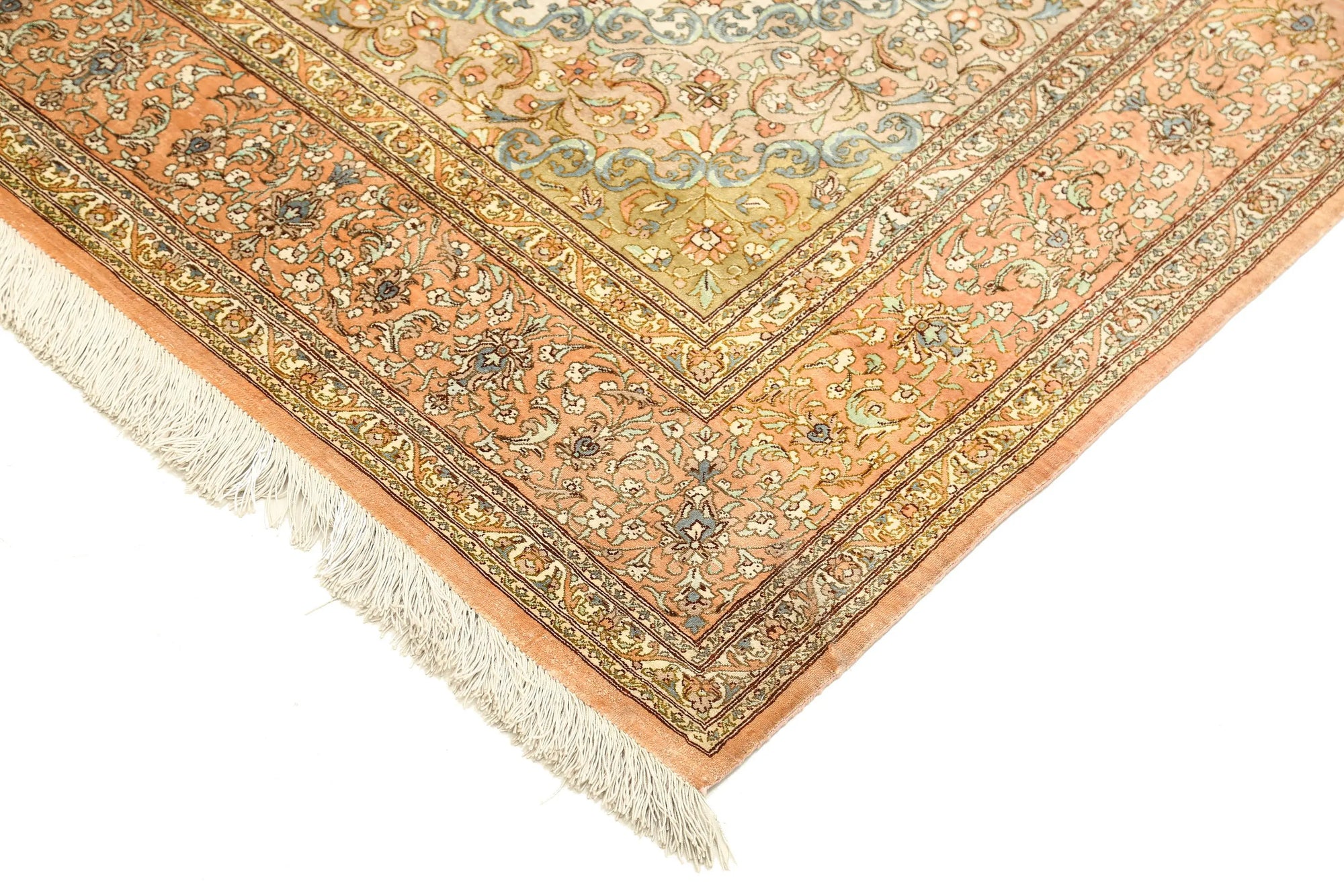 Hand Knotted Masterpiece Persian Qum Silk Rug - 4'3'' x 6'5'' - Arteverk Rugs Area rug