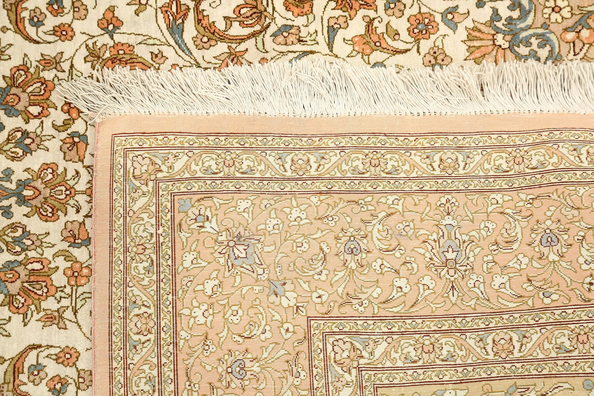 Hand Knotted Masterpiece Persian Qum Silk Rug - 4'3'' x 6'5'' - Arteverk Rugs Area rug