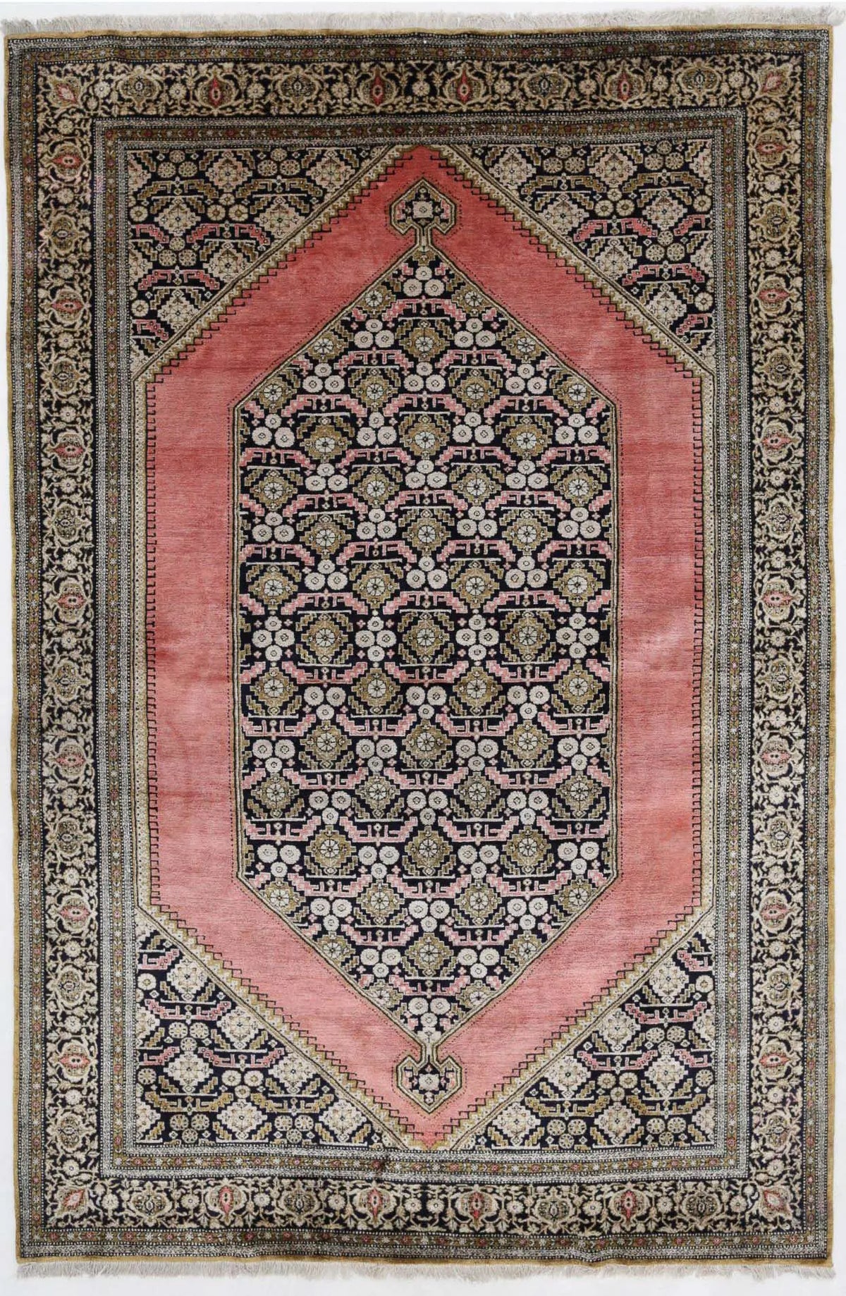 Hand Knotted Masterpiece Persian Qum Silk Rug - 4&#39;5&#39;&#39; x 6&#39;10&#39;&#39; - Arteverk Rugs Area rug