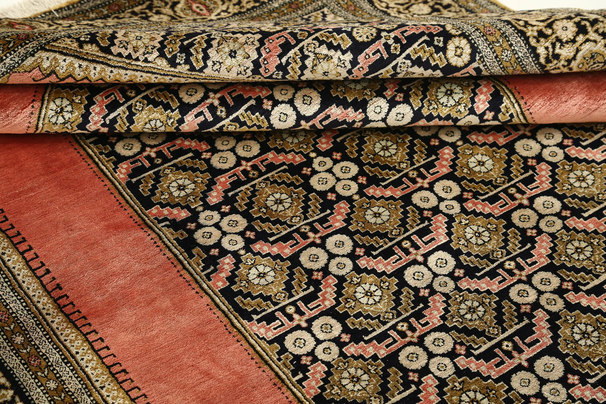 Hand Knotted Masterpiece Persian Qum Silk Rug - 4'5'' x 6'10'' - Arteverk Rugs Area rug