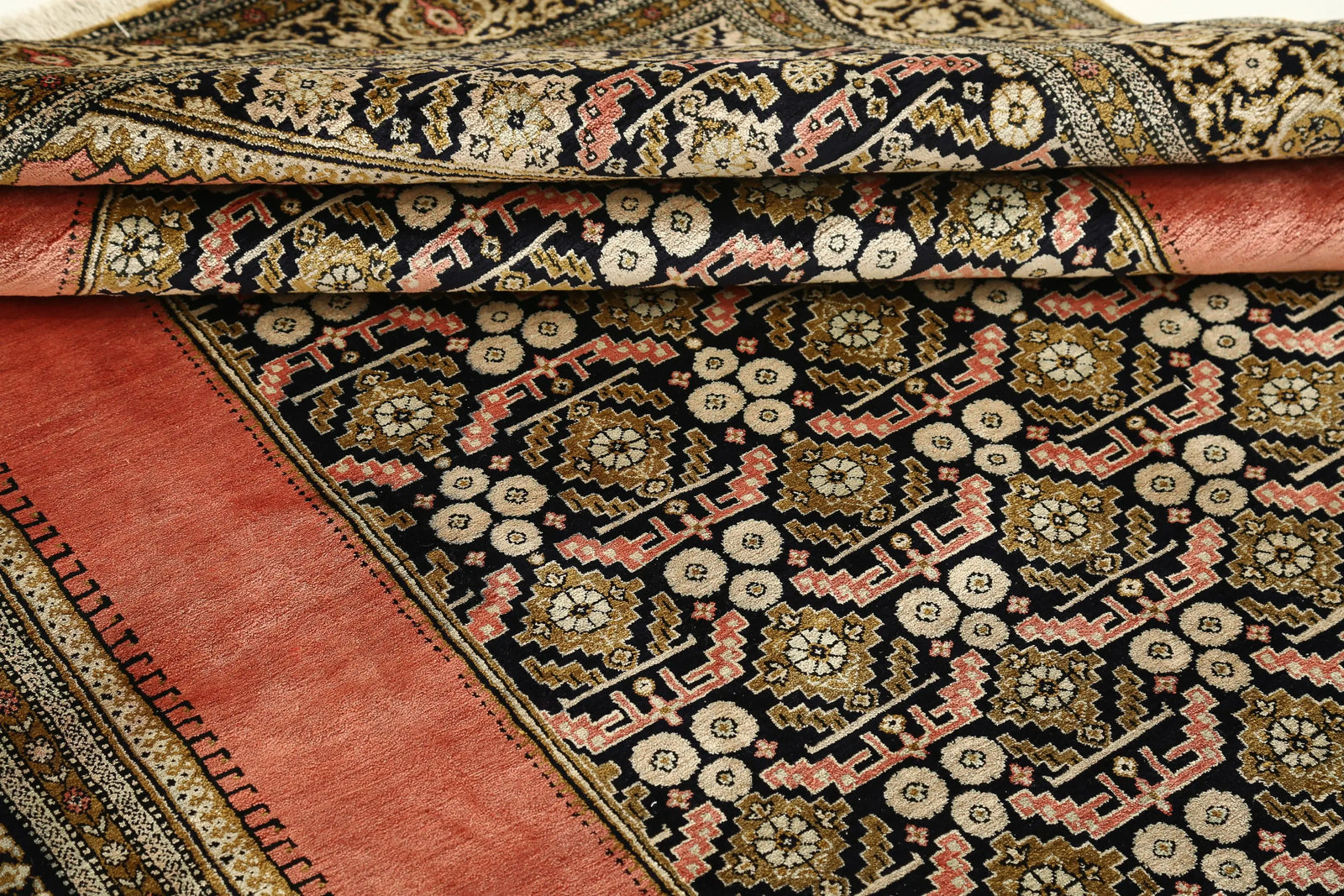 Hand Knotted Masterpiece Persian Qum Silk Rug - 4'5'' x 6'10'' - Arteverk Rugs Area rug