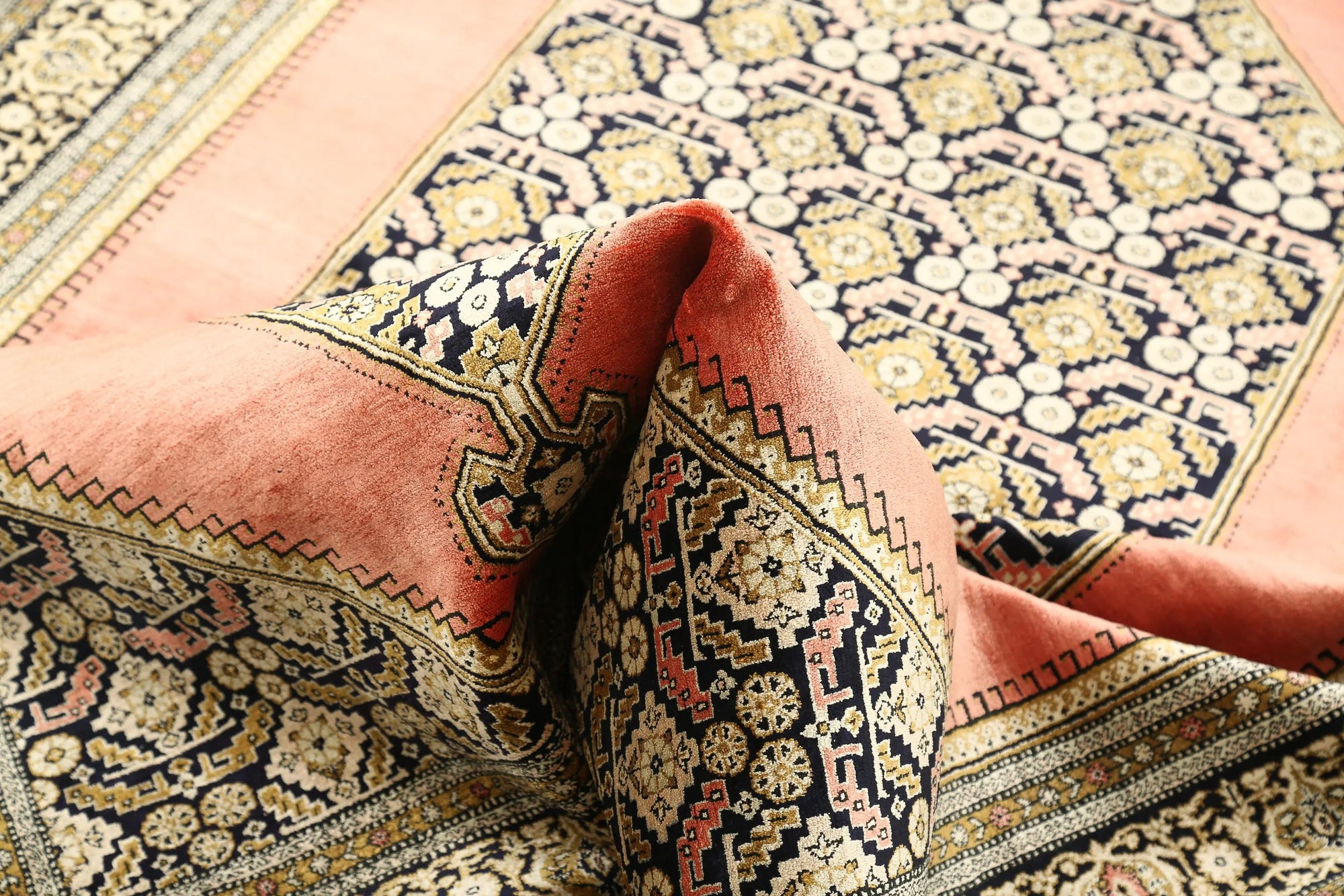Hand Knotted Masterpiece Persian Qum Silk Rug - 4'5'' x 6'10'' - Arteverk Rugs Area rug