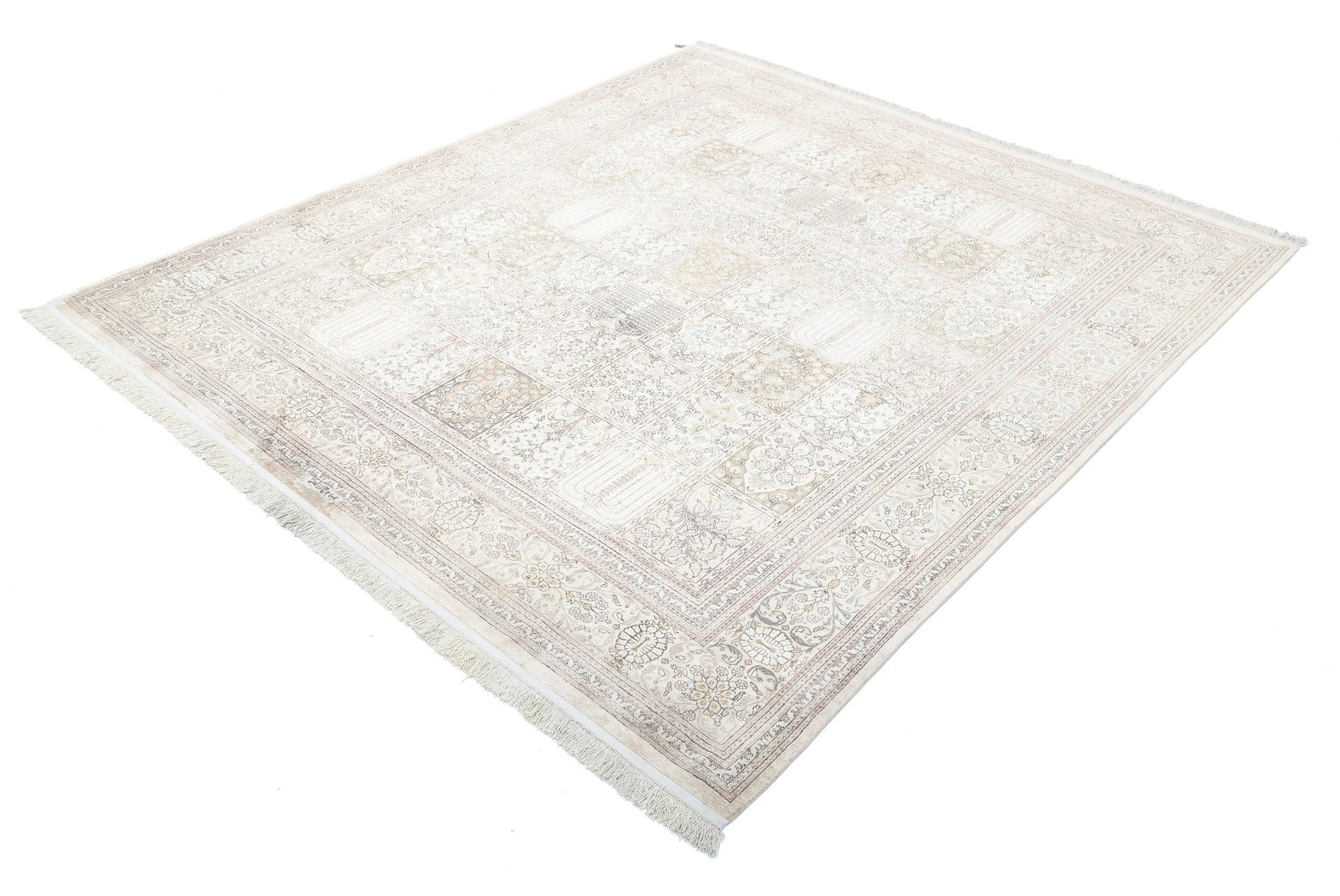 Alfombra de seda persa Qum obra maestra anudada a mano - 6'3'' x 7'1''