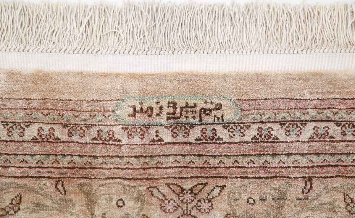 Alfombra de seda persa Qum obra maestra anudada a mano - 6'3'' x 7'1''