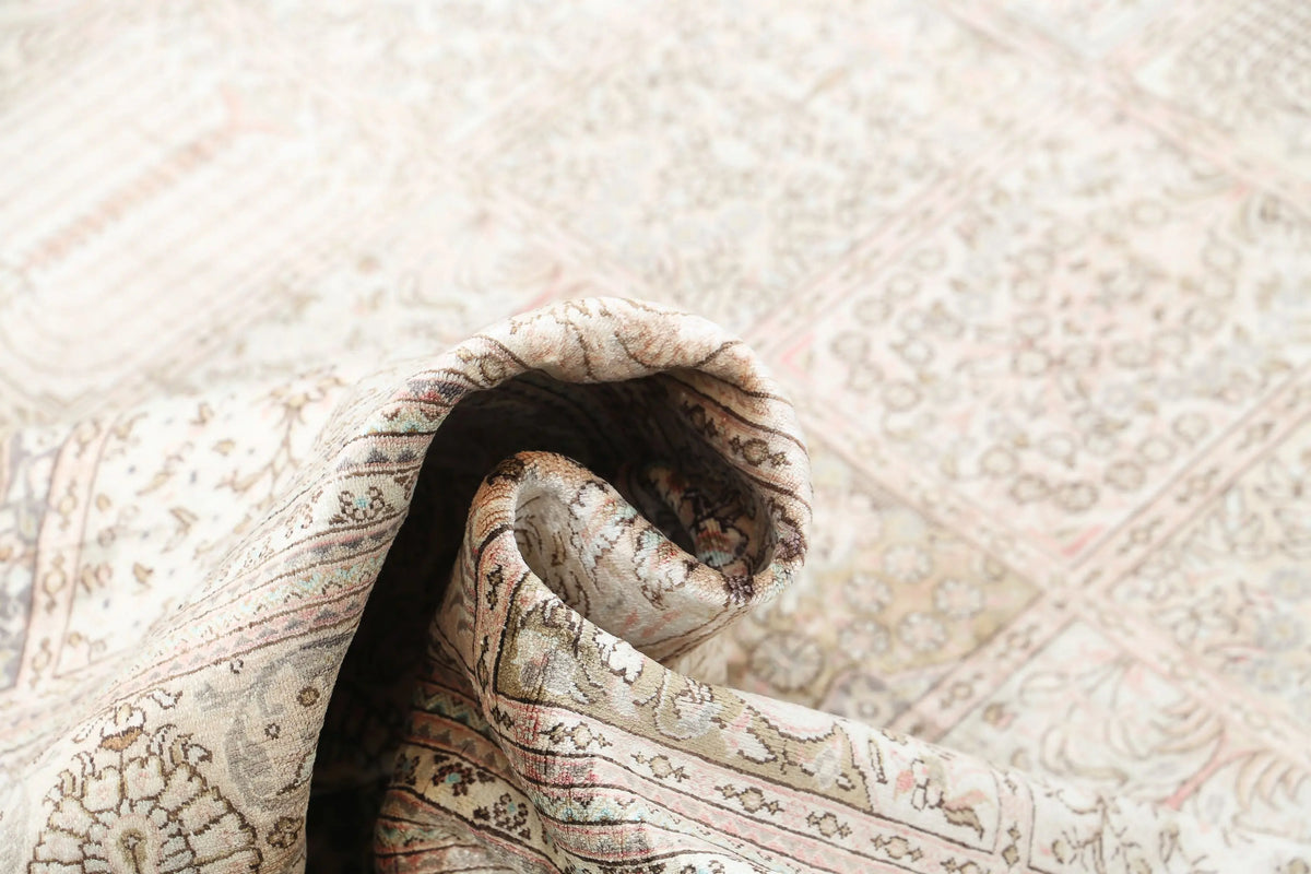 Alfombra de seda persa Qum obra maestra anudada a mano - 6'3'' x 7'1''