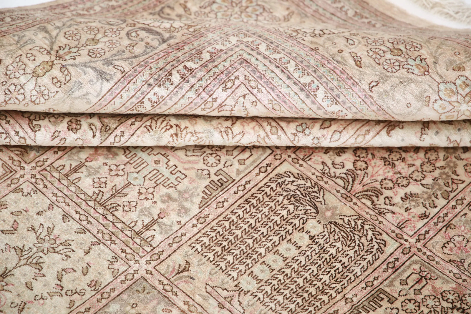 Alfombra de seda persa Qum obra maestra anudada a mano - 6'3'' x 7'1''