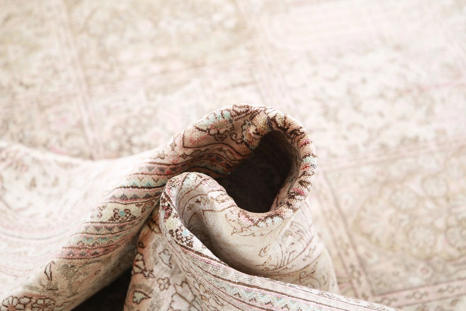 Alfombra de seda persa Qum obra maestra anudada a mano - 6'3'' x 7'1''