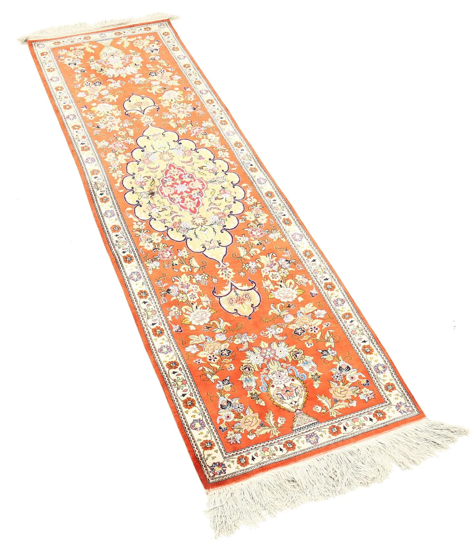 Hand Knotted Masterpiece Persian Qum Wool Rug - 1'7'' x 5'3'' - Arteverk Rugs Area rug