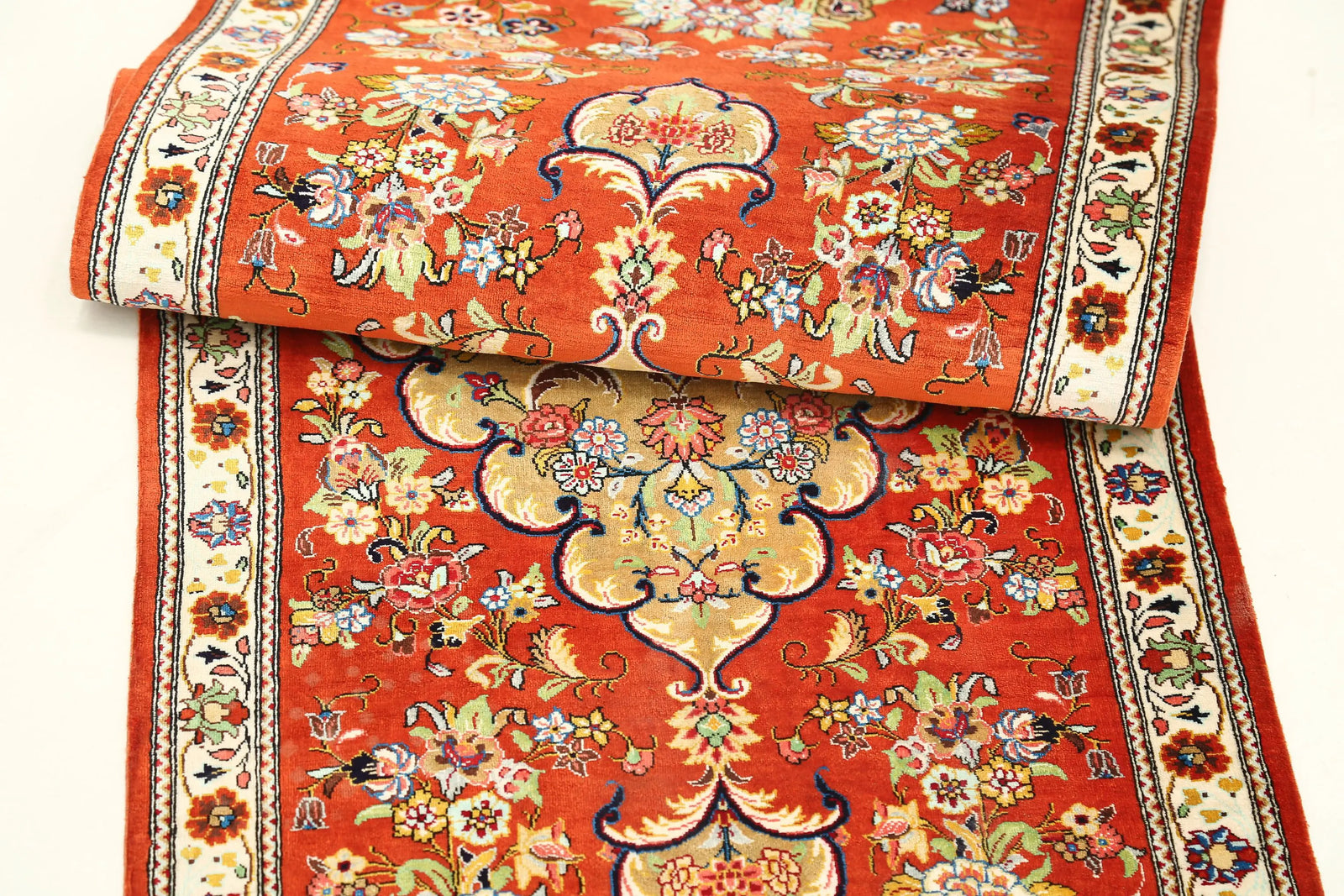 Hand Knotted Masterpiece Persian Qum Wool Rug - 1'7'' x 5'3'' - Arteverk Rugs Area rug