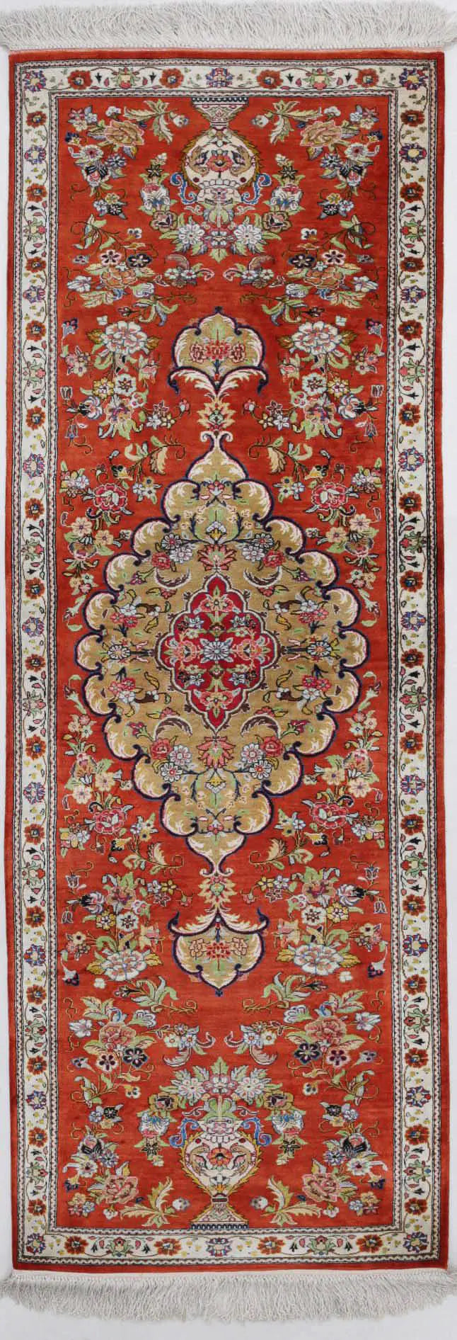 Hand Knotted Masterpiece Persian Qum Wool Rug - 1&#39;7&#39;&#39; x 5&#39;3&#39;&#39; - Arteverk Rugs Area rug