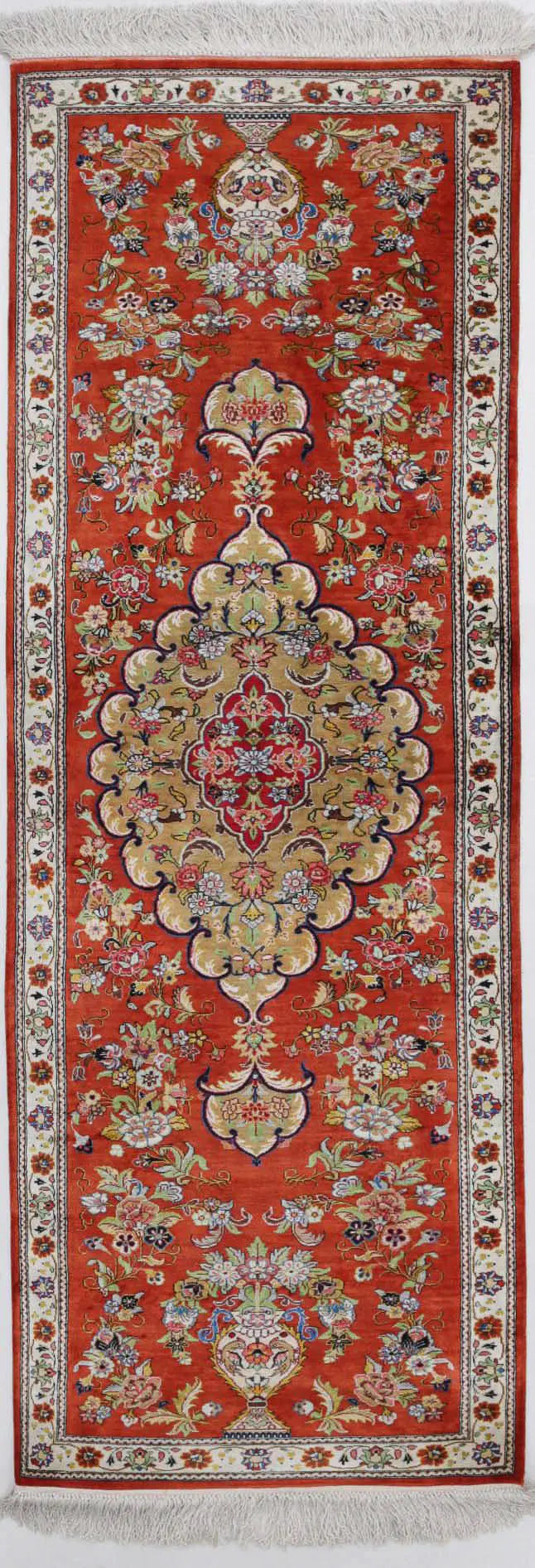 Hand Knotted Masterpiece Oriental Qum Silk Rug - 1&#39;7&#39;&#39; x 5&#39;3&#39;&#39;