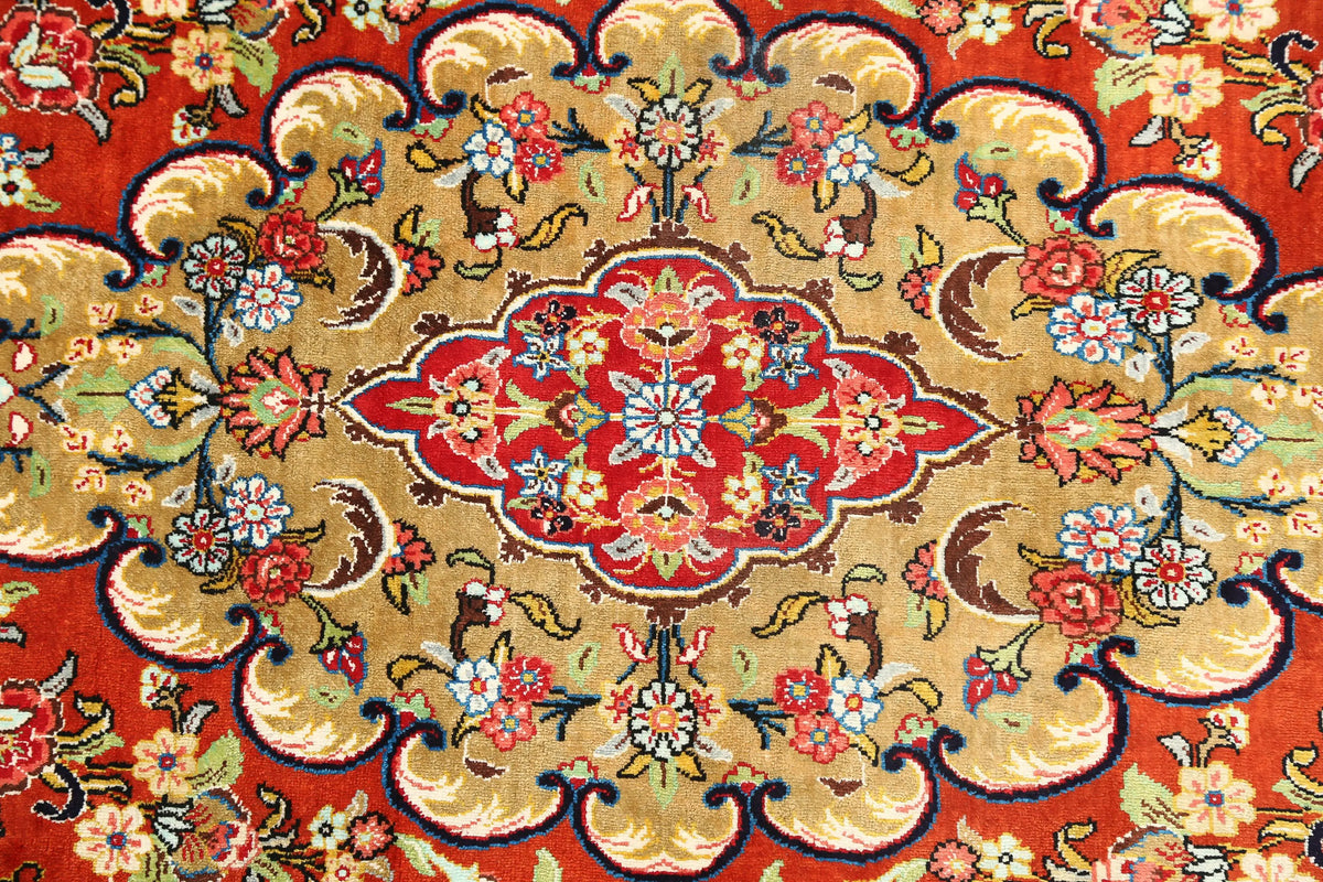 Hand Knotted Masterpiece Persian Qum Wool Rug - 1'7'' x 5'3'' - Arteverk Rugs Area rug