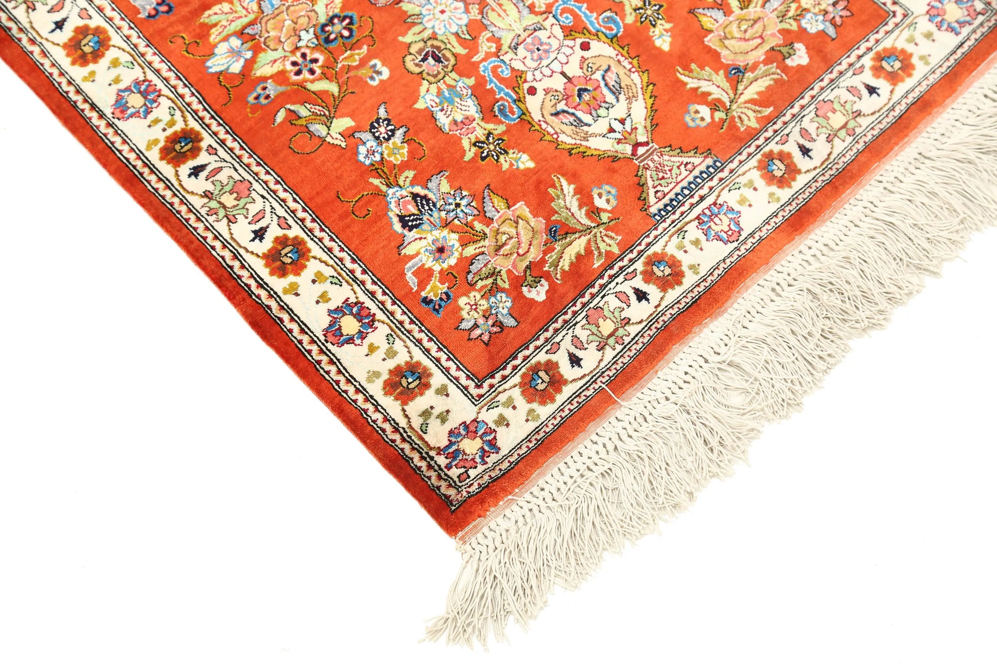 Hand Knotted Masterpiece Persian Qum Wool Rug - 1'7'' x 5'3'' - Arteverk Rugs Area rug
