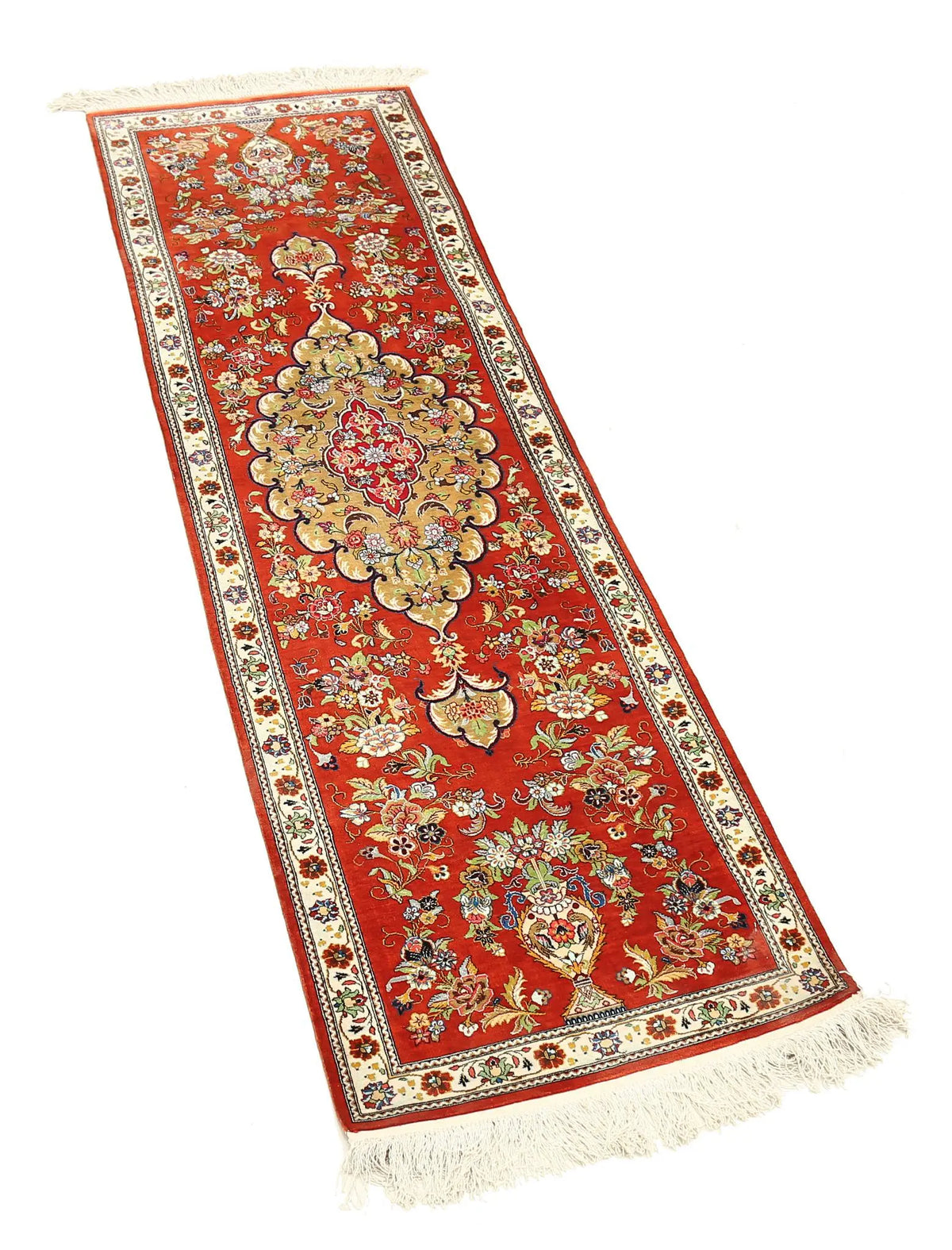 Hand Knotted Masterpiece Persian Qum Wool Rug - 1'7'' x 5'3'' - Arteverk Rugs Area rug