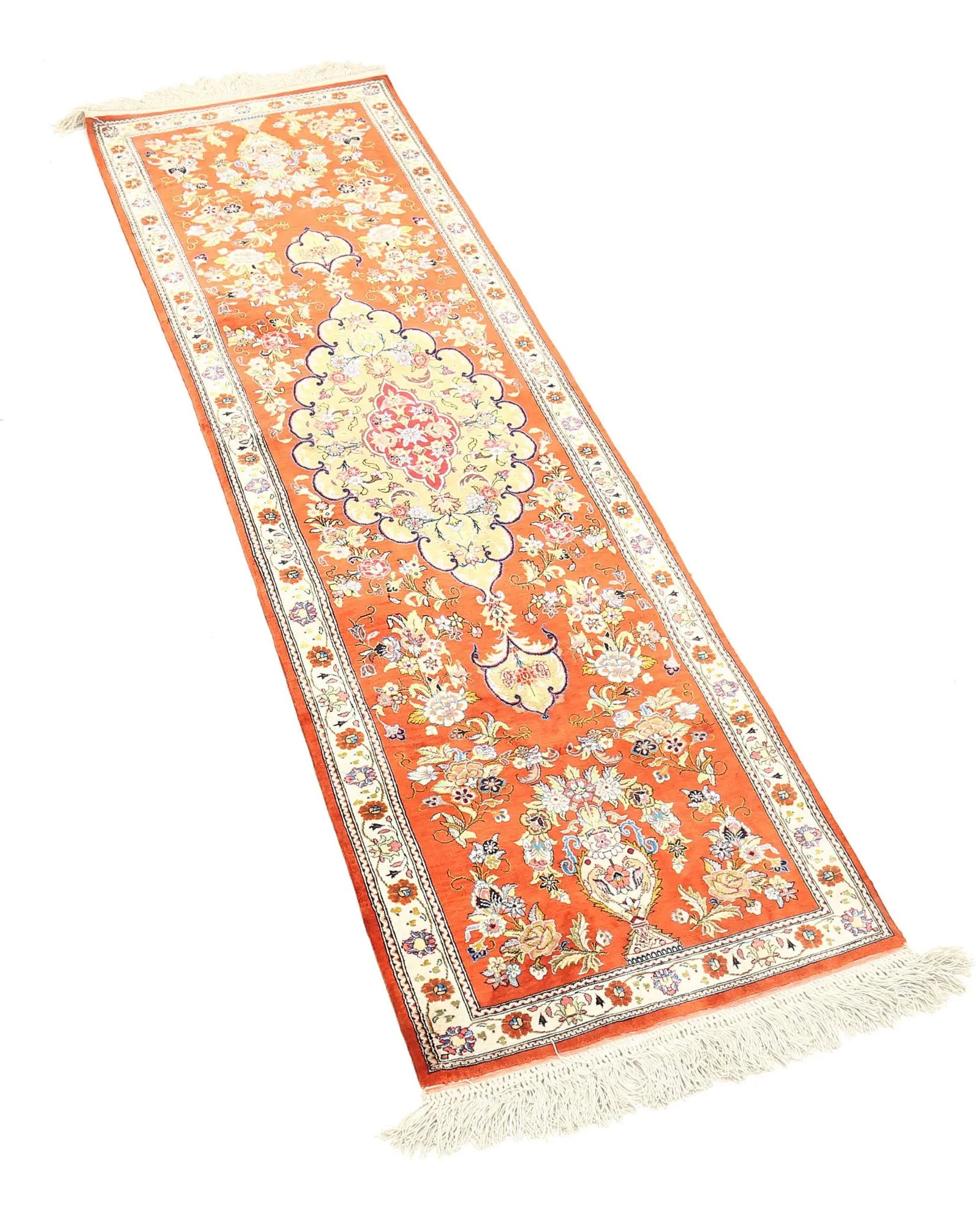 Hand Knotted Masterpiece Persian Qum Wool Rug - 1'7'' x 5'3'' - Arteverk Rugs Area rug