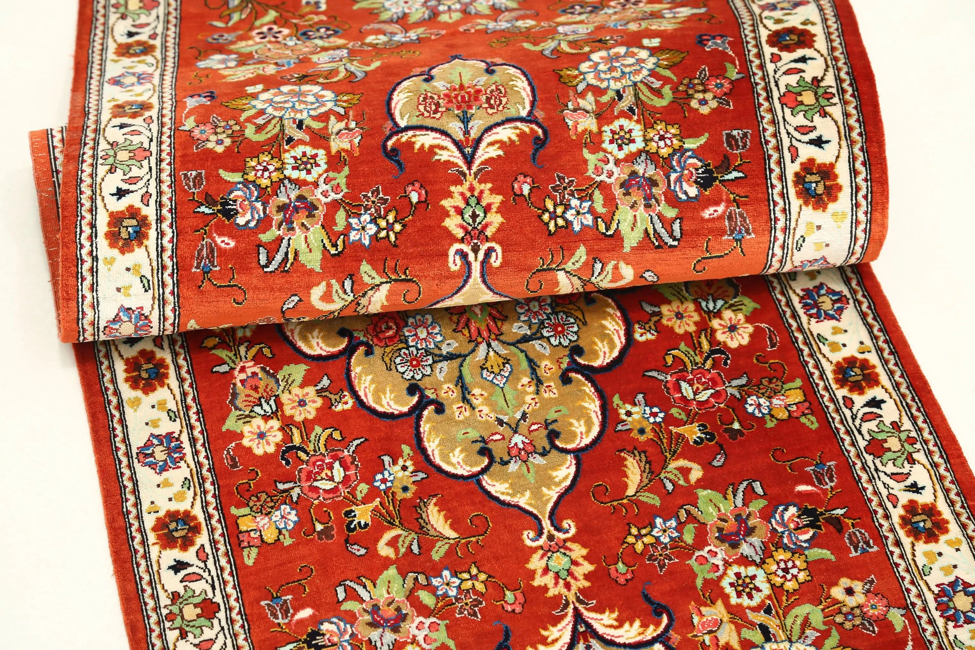 Hand Knotted Masterpiece Persian Qum Wool Rug - 1'7'' x 5'3'' - Arteverk Rugs Area rug