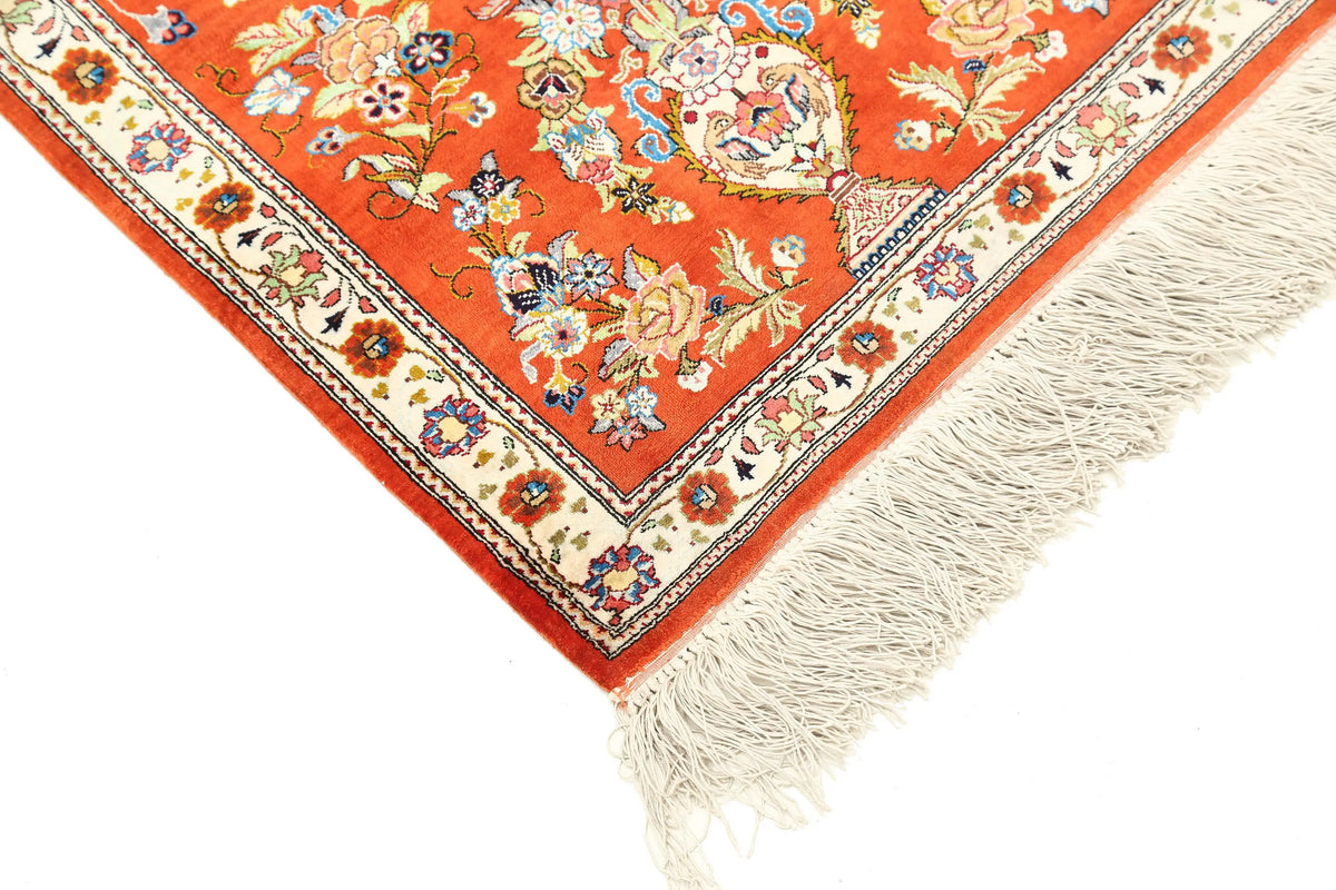 Hand Knotted Masterpiece Persian Qum Wool Rug - 1'7'' x 5'3'' - Arteverk Rugs Area rug