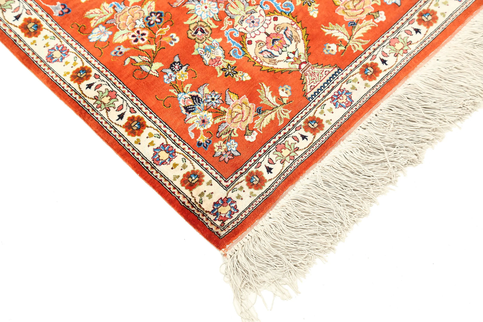 Hand Knotted Masterpiece Persian Qum Wool Rug - 1'7'' x 5'3'' - Arteverk Rugs Area rug