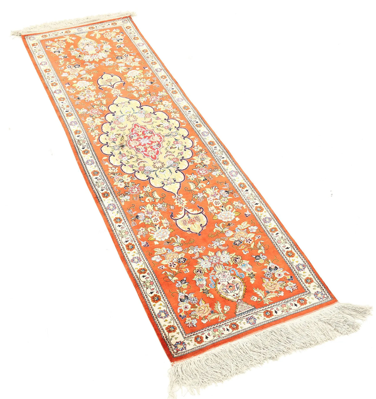 Hand Knotted Masterpiece Persian Qum Wool Rug - 1'7'' x 5'3'' - Arteverk Rugs Area rug