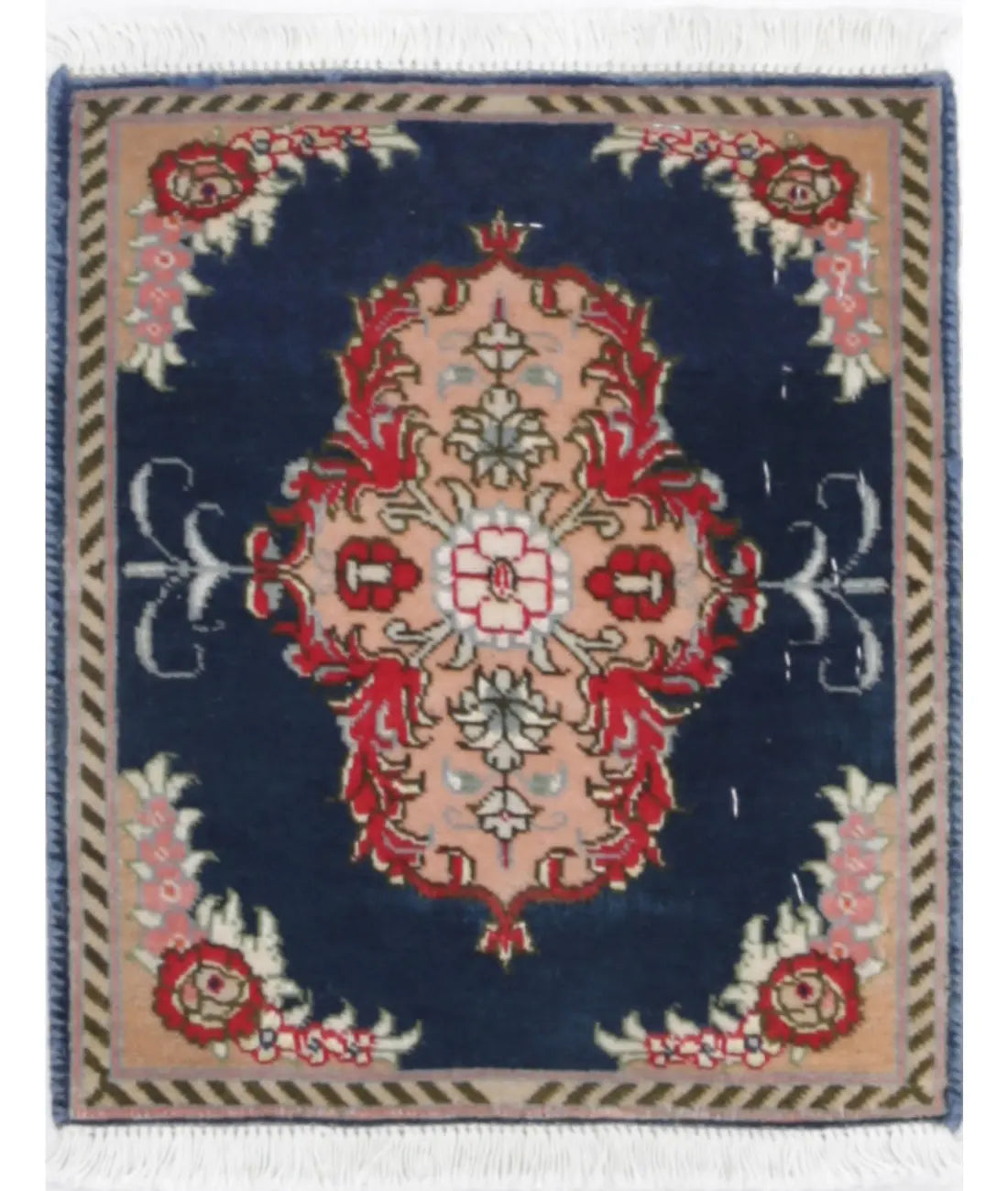 Hand Knotted Masterpiece Oriental Tabriz Fine Wool Rug - 1'1'' x 1'3''