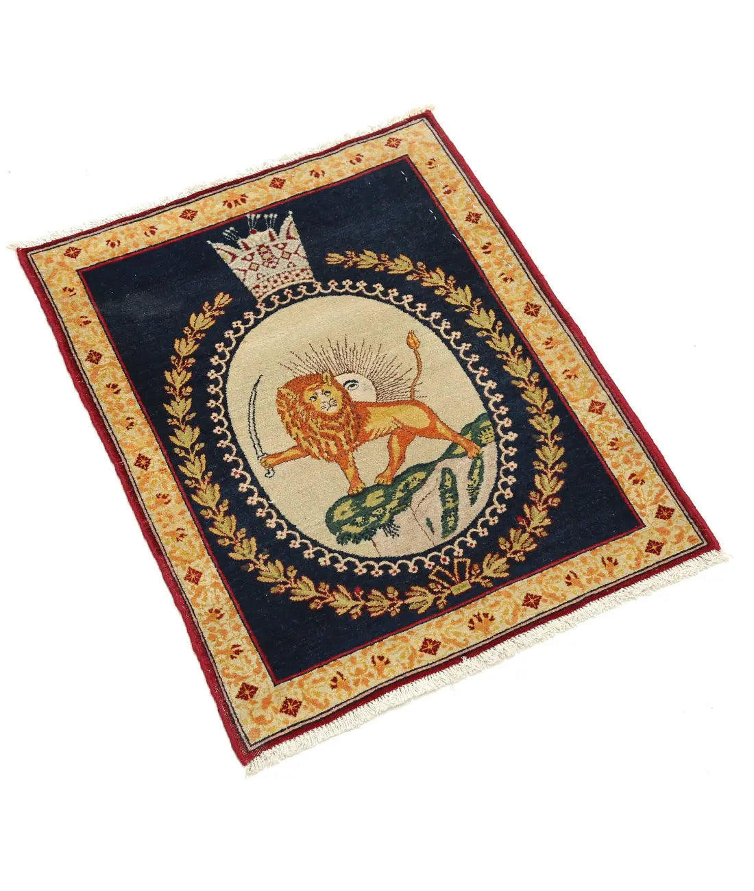 Hand Knotted Masterpiece Oriental Tabriz Fine Wool Rug - 1'5'' x 1'9''