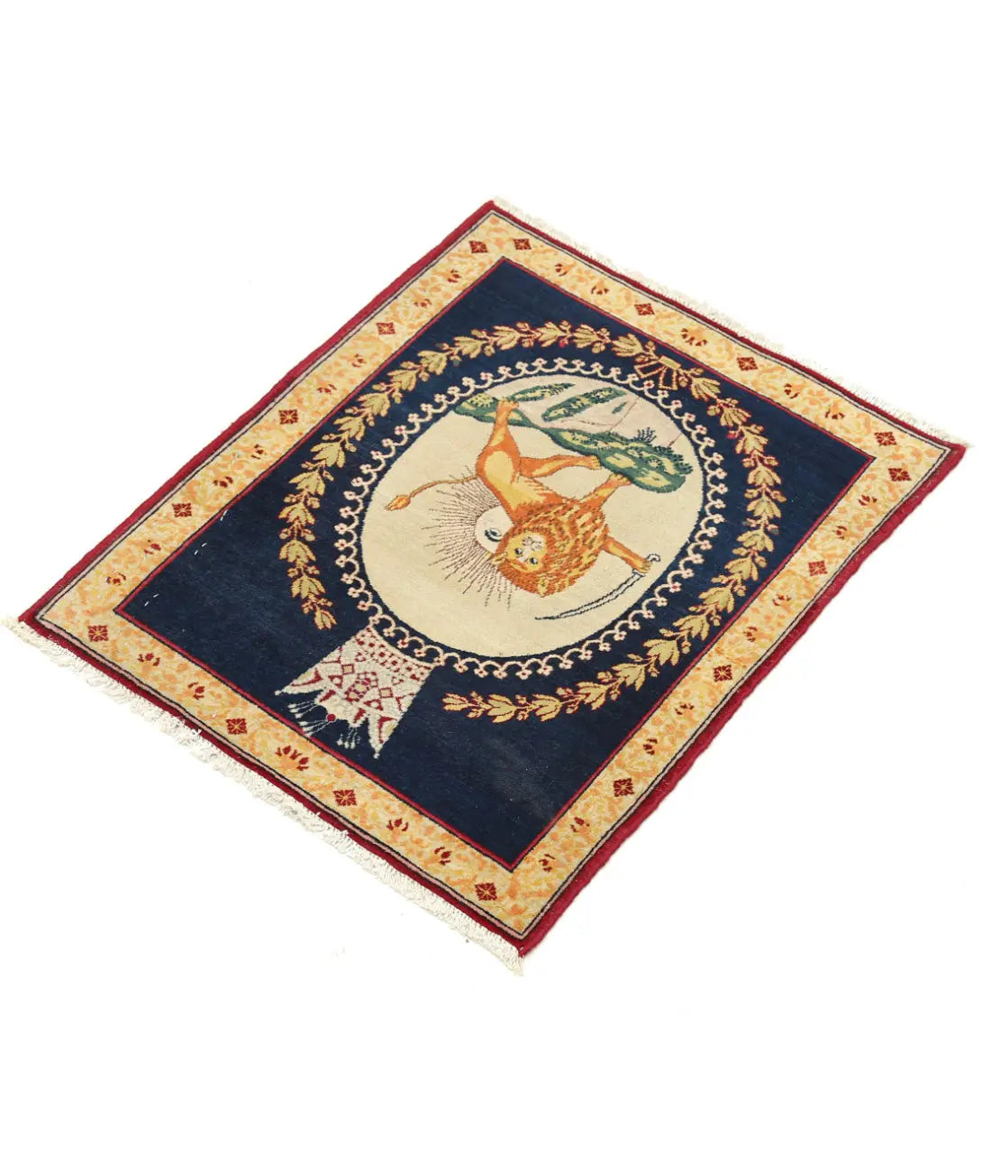 Hand Knotted Masterpiece Oriental Tabriz Fine Wool Rug - 1'5'' x 1'9''