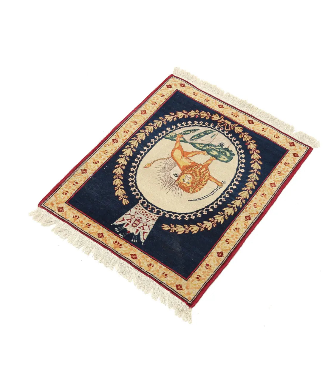 Hand Knotted Masterpiece Oriental Tabriz Fine Wool Rug - 1'5'' x 1'9''