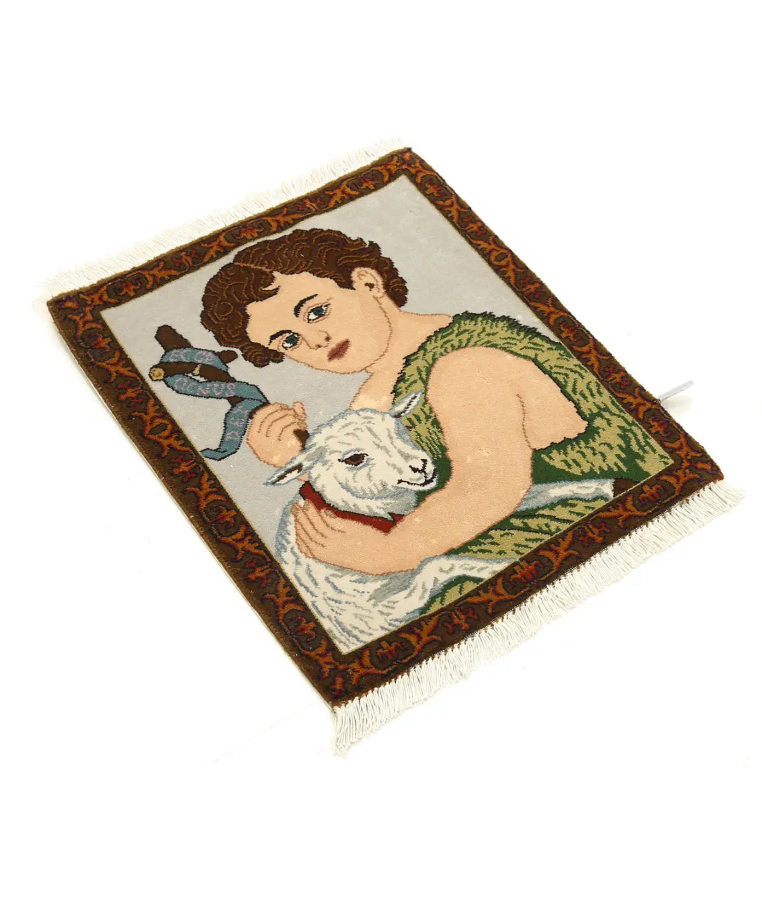 Alfombra de lana fina Tabriz persa anudada a mano - 1'6'' x 1'10''