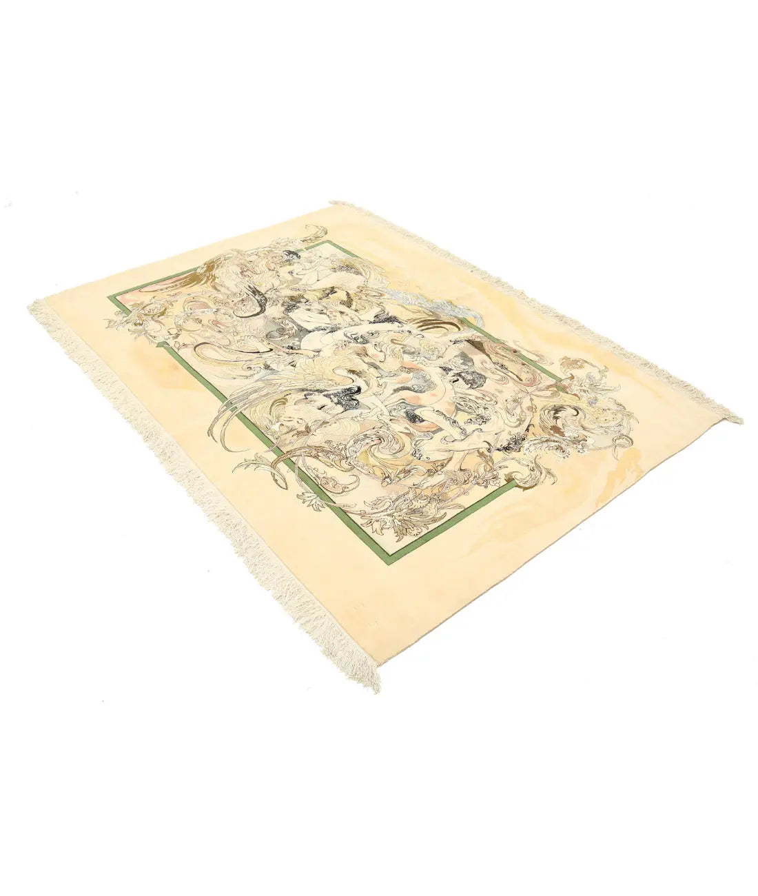 Hand Knotted Masterpiece Persian Tabriz Fine Wool Rug - 6'4'' x 4'7'' - Arteverk Rugs Area rug