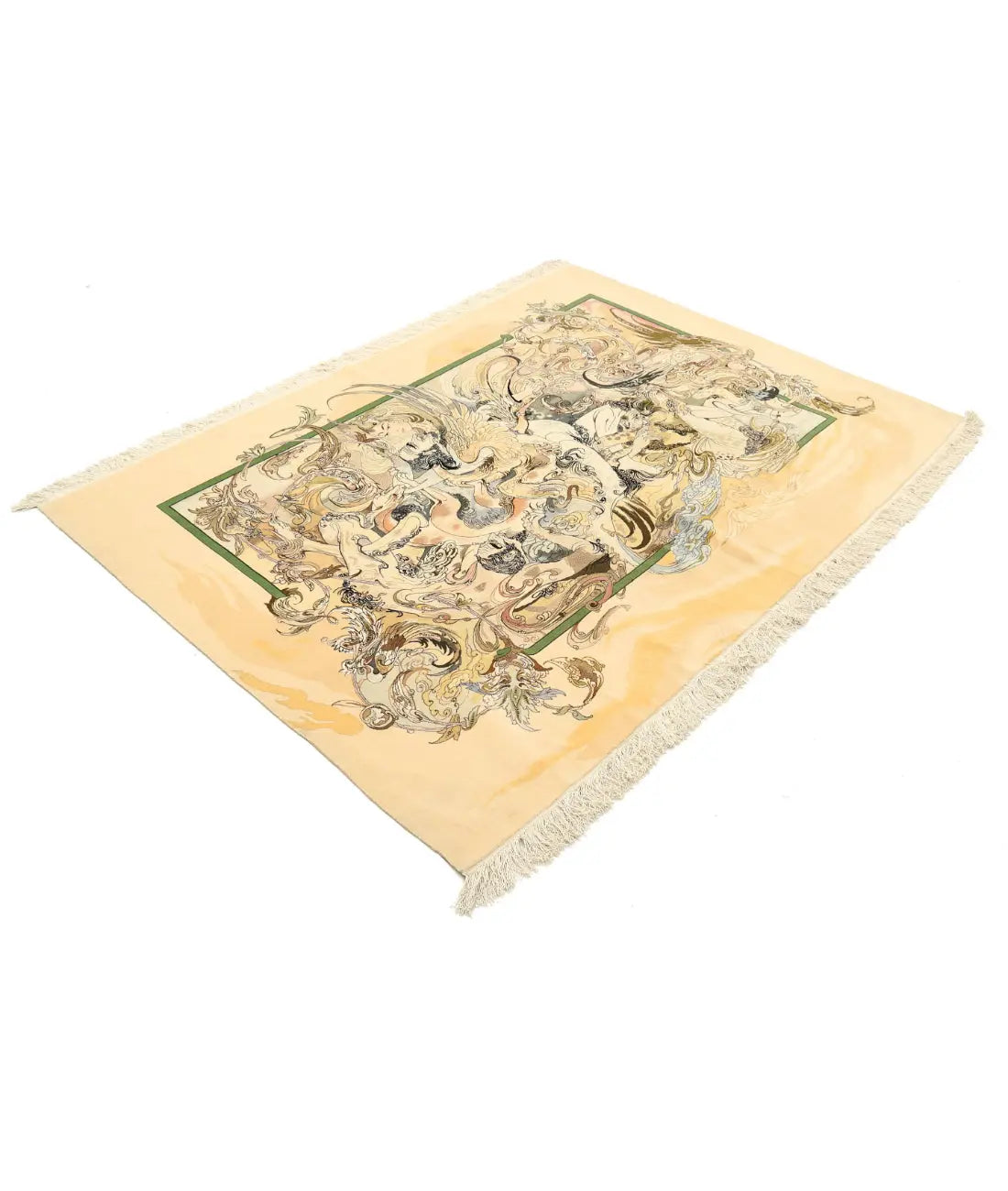 Hand Knotted Masterpiece Persian Tabriz Fine Wool Rug - 6'4'' x 4'7'' - Arteverk Rugs Area rug