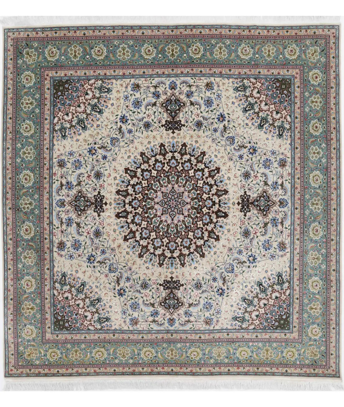 Hand Knotted Masterpiece Persian Tabriz Fine Wool Rug - 6&#39;5&#39;&#39; x 6&#39;7&#39;&#39; - Arteverk Rugs Area rug
