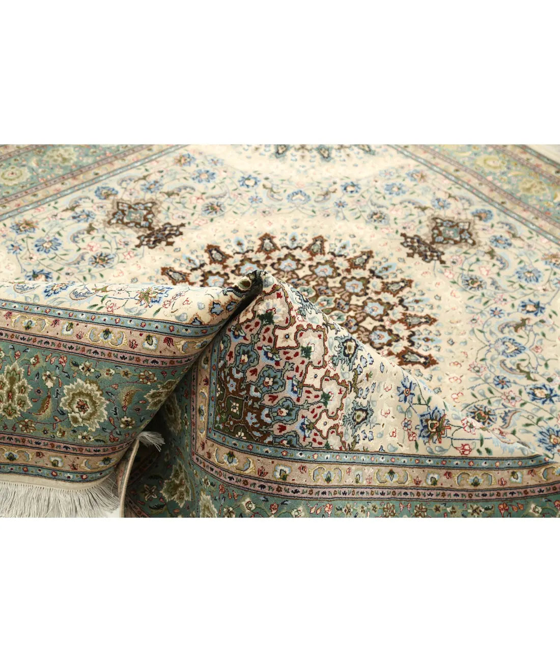 Hand Knotted Masterpiece Persian Tabriz Fine Wool Rug - 6'5'' x 6'7'' - Arteverk Rugs Area rug