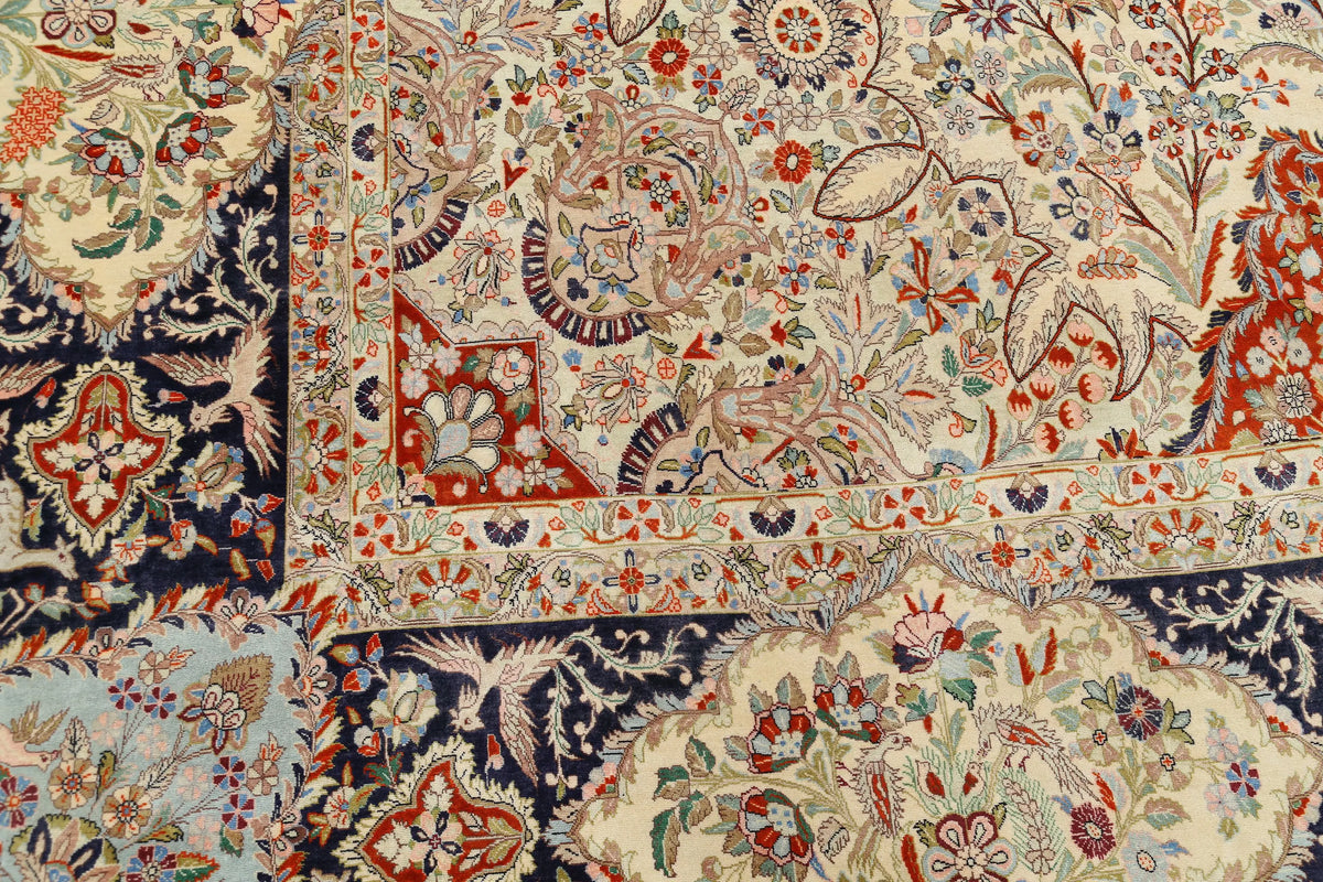 Hand Knotted Masterpiece Persian Tabriz Fine Wool & Silk Rug - 12'10'' x 19'6'' - Arteverk Rugs Area rug