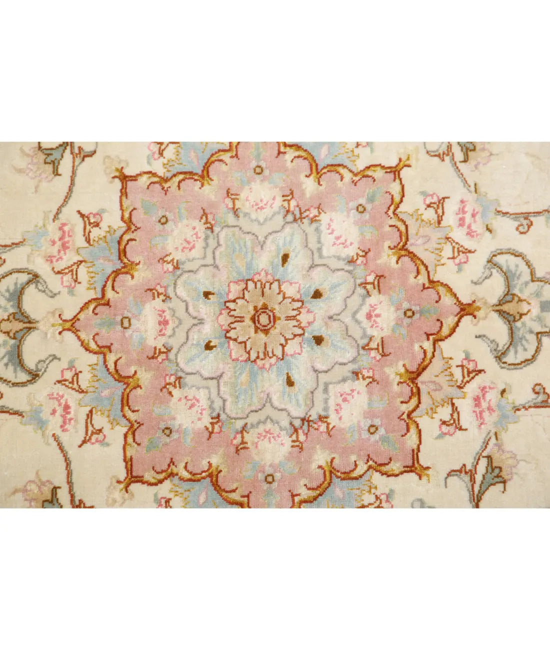 Alfombra persa Tabriz de lana fina y seda anudada a mano - 3'3'' x 5'0''