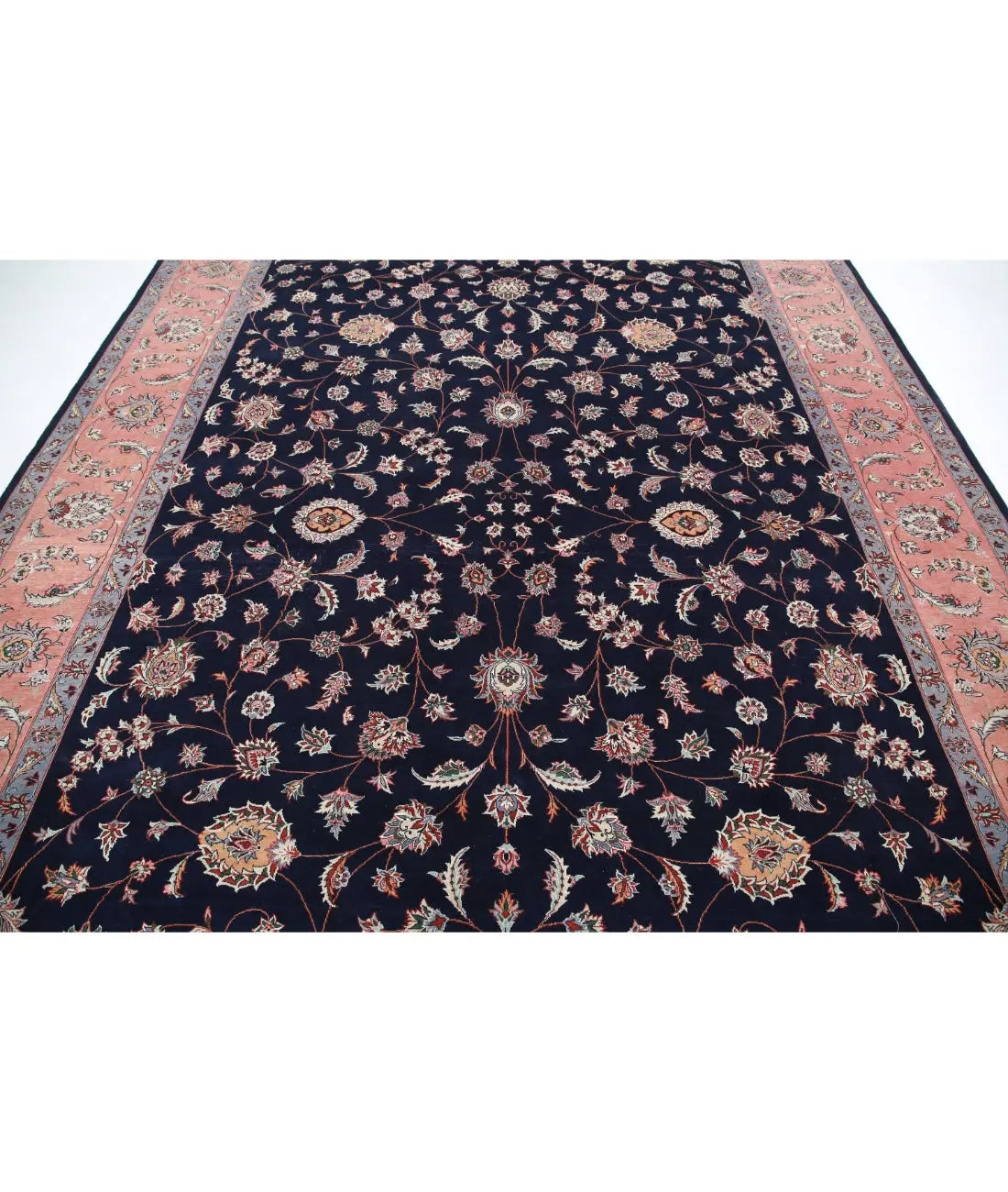 Hand Knotted Masterpiece Oriental Tabriz Fine Wool & Silk Rug - 9'2'' x 12'0''