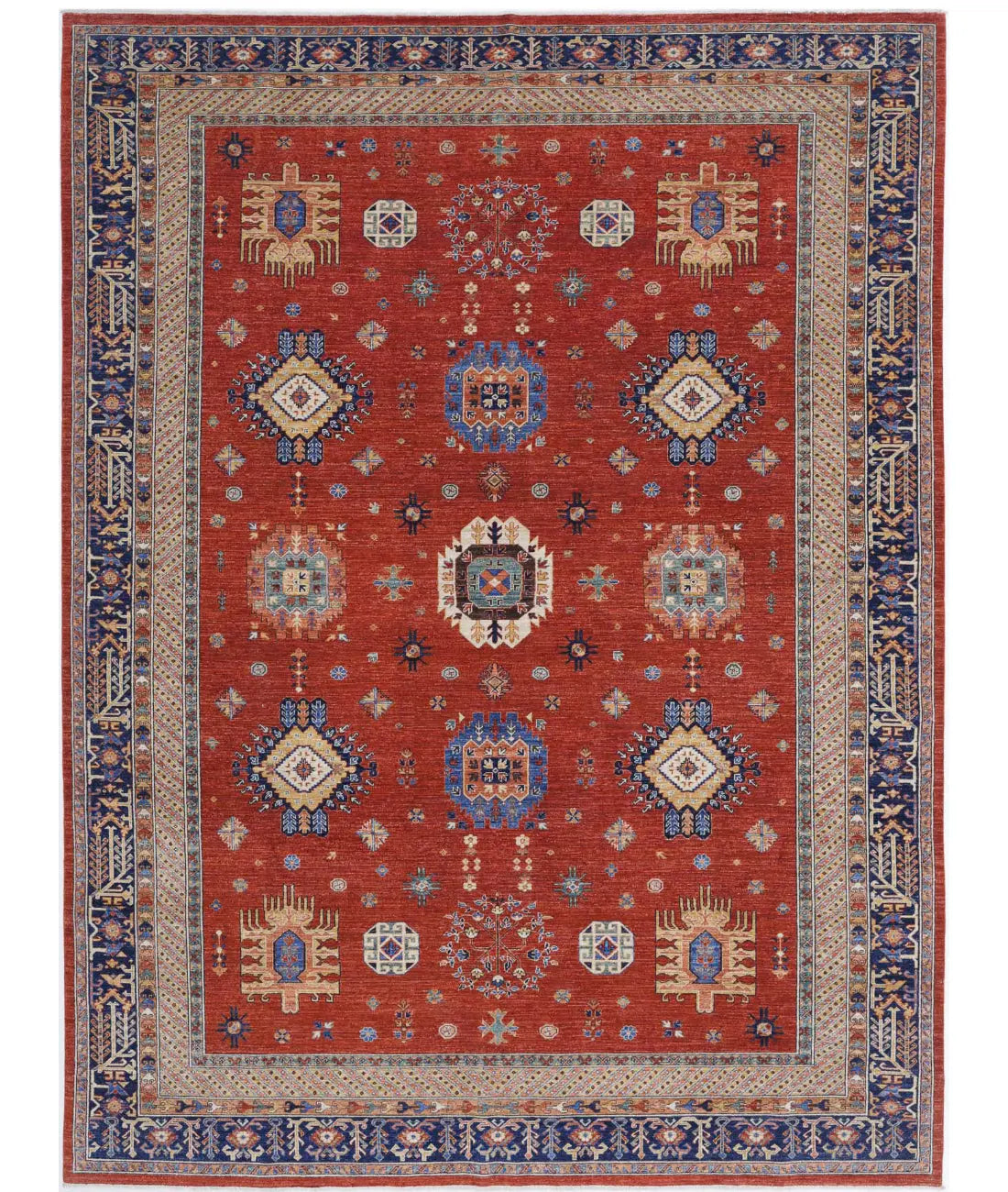 Hand Knotted Nomadic Caucasian Humna Wool Rug - 10'0'' x 13'5''