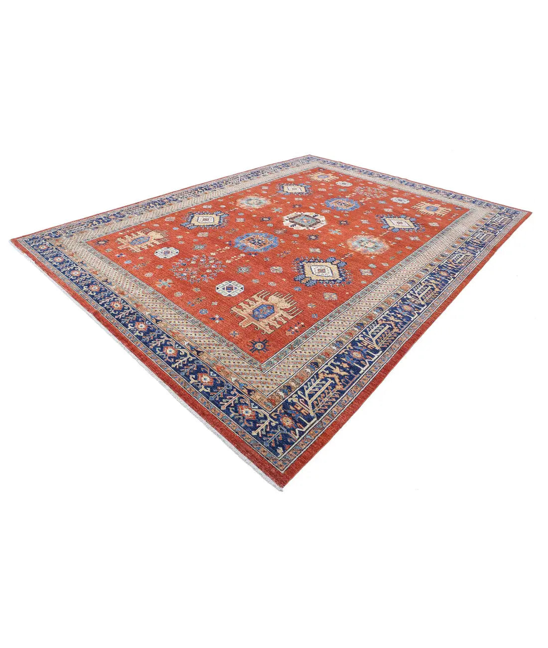 Hand Knotted Nomadic Caucasian Humna Wool Rug - 10'0'' x 13'5'' - Arteverk Rugs Area rug