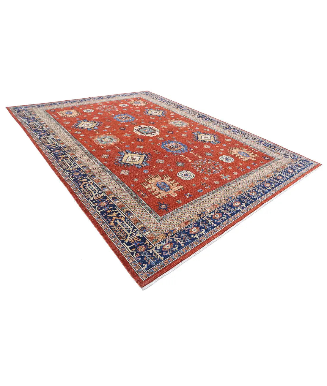 Hand Knotted Nomadic Caucasian Humna Wool Rug - 10'0'' x 13'5'' - Arteverk Rugs Area rug