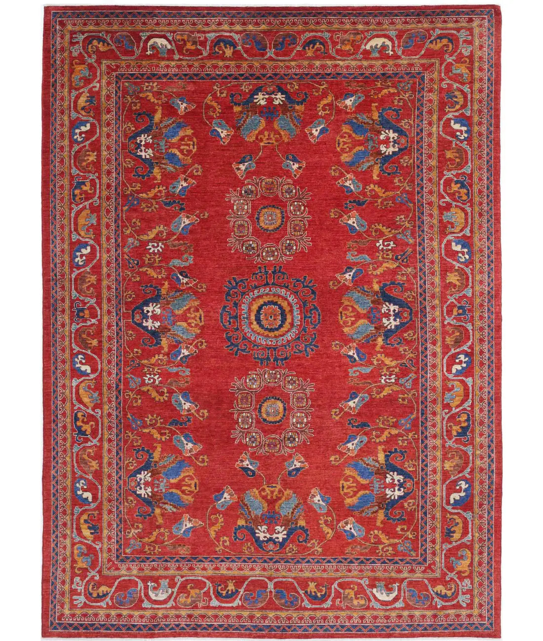 Hand Knotted Nomadic Caucasian Humna Wool Rug - 10'0'' x 14'0''