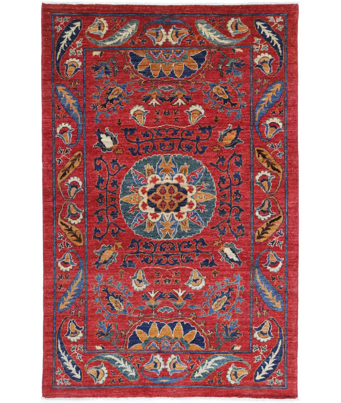 Hand Knotted Nomadic Caucasian Humna Wool Rug - 3'11'' x 6'3''