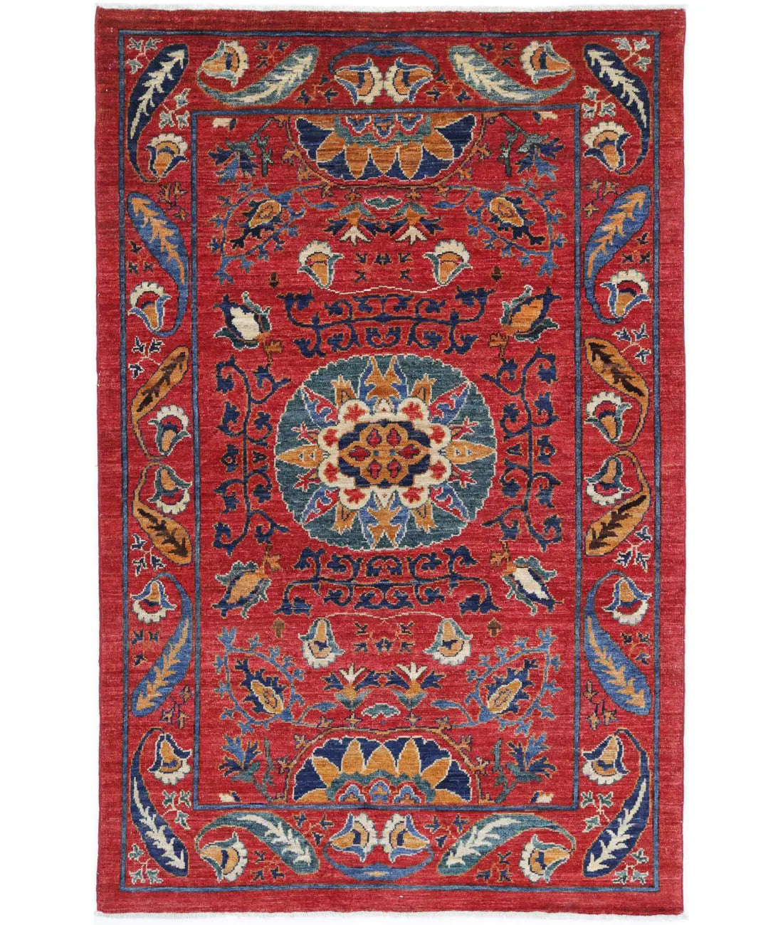Hand Knotted Nomadic Caucasian Humna Wool Rug - 3'11'' x 6'3'' - Arteverk Rugs Area rug