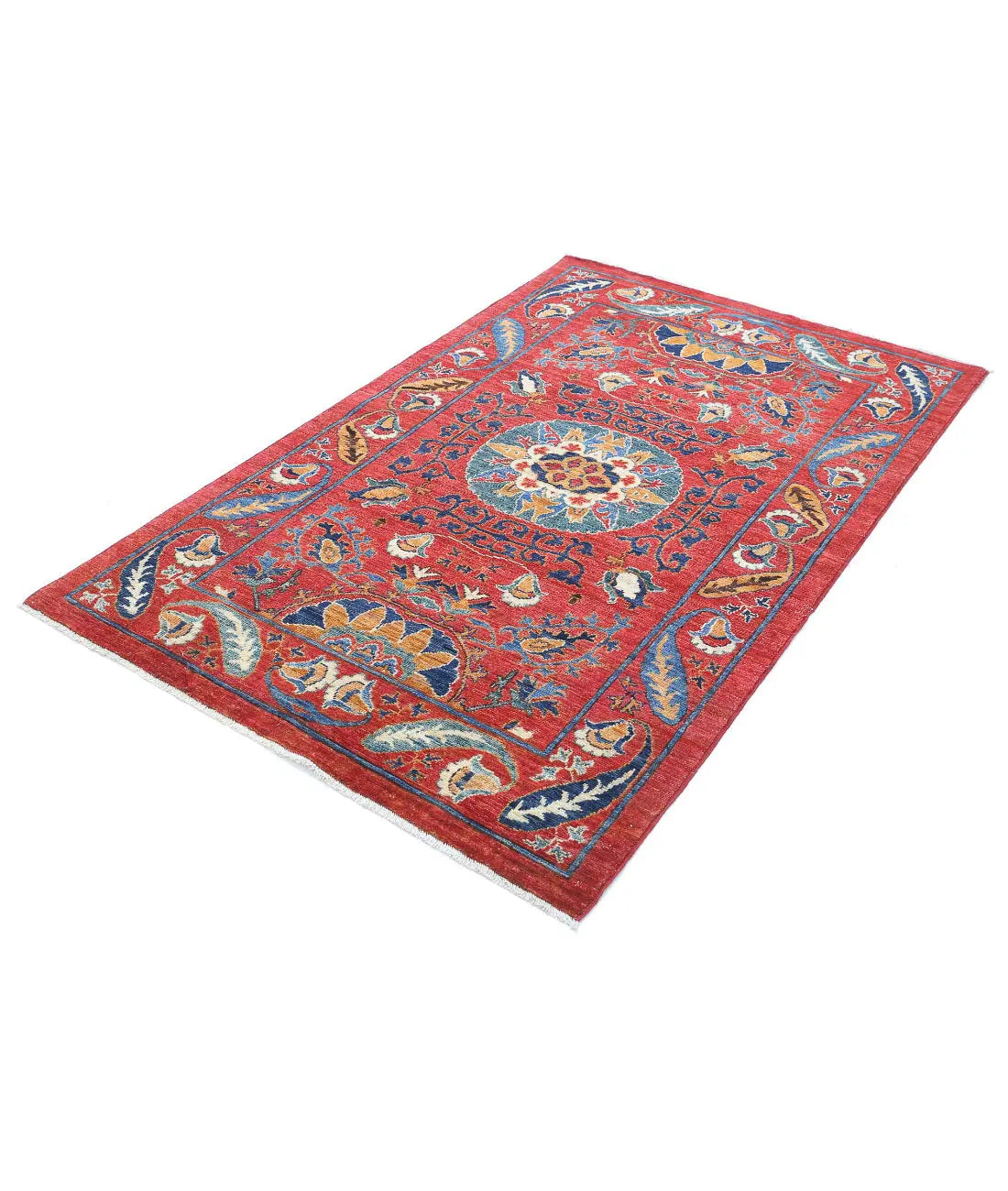 Hand Knotted Nomadic Caucasian Humna Wool Rug - 3'11'' x 6'3'' - Arteverk Rugs Area rug