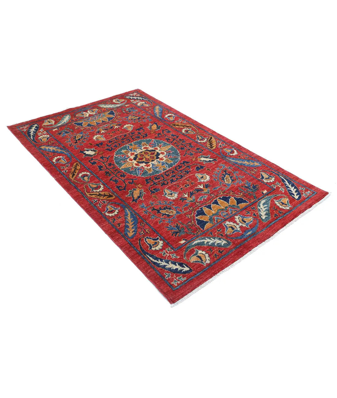 Hand Knotted Nomadic Caucasian Humna Wool Rug - 3'11'' x 6'3'' - Arteverk Rugs Area rug
