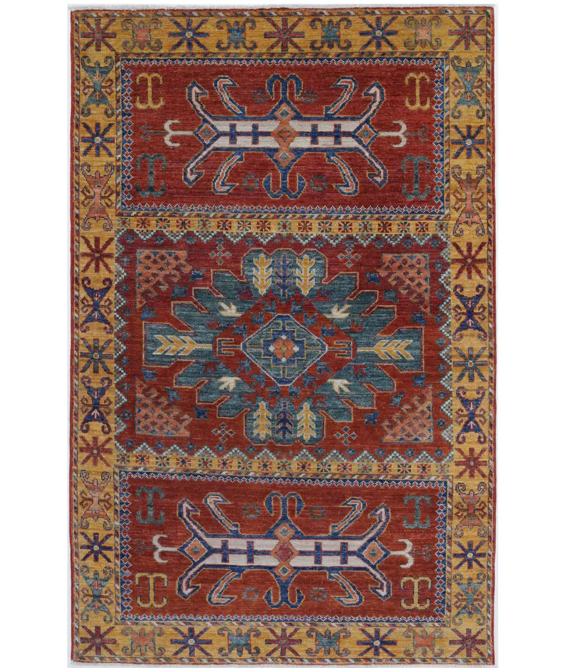 Hand Knotted Nomadic Caucasian Humna Wool Rug - 3&#39;11&#39;&#39; x 6&#39;4&#39;&#39; - Arteverk Rugs Area rug