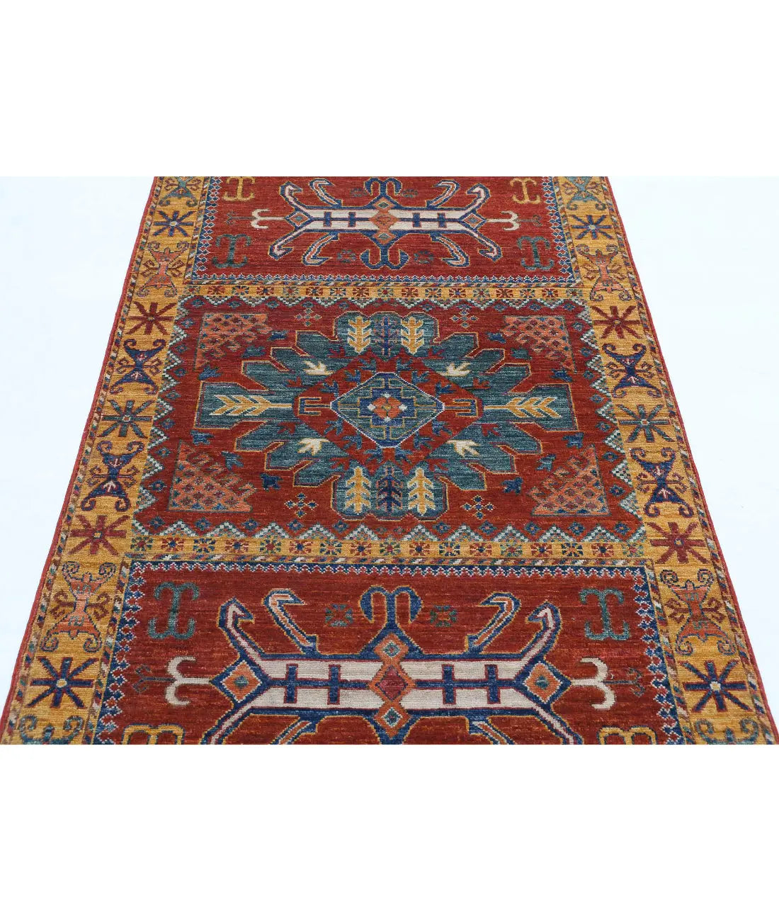 Hand Knotted Nomadic Caucasian Humna Wool Rug - 3'11'' x 6'4'' - Arteverk Rugs Area rug