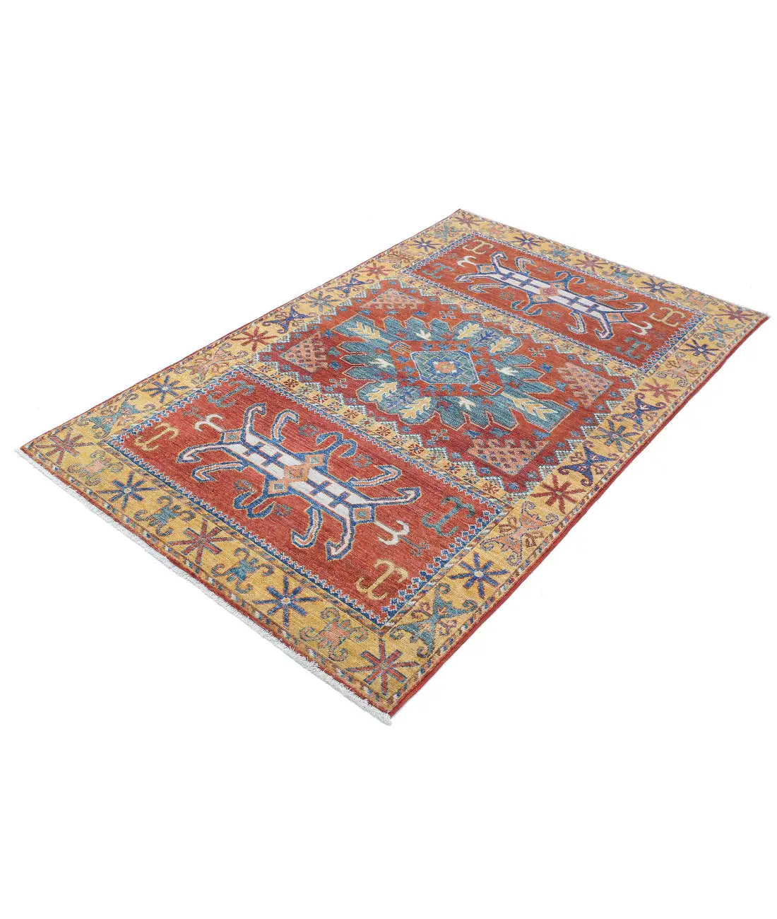 Hand Knotted Nomadic Caucasian Humna Wool Rug - 3'11'' x 6'4'' - Arteverk Rugs Area rug