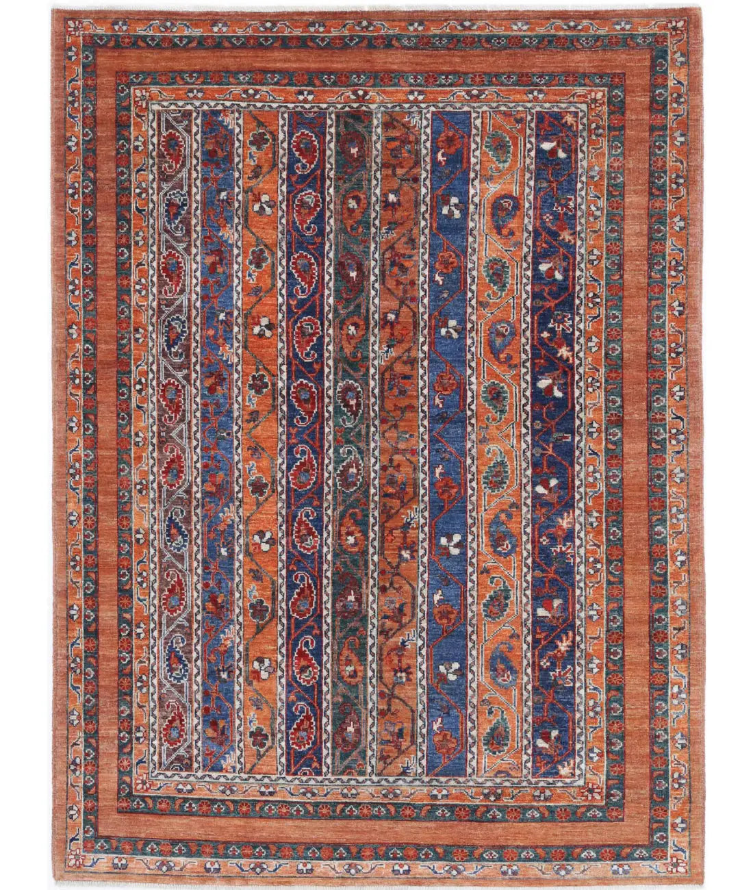 Hand Knotted Nomadic Caucasian Humna Wool Rug - 5'0'' x 6'10''